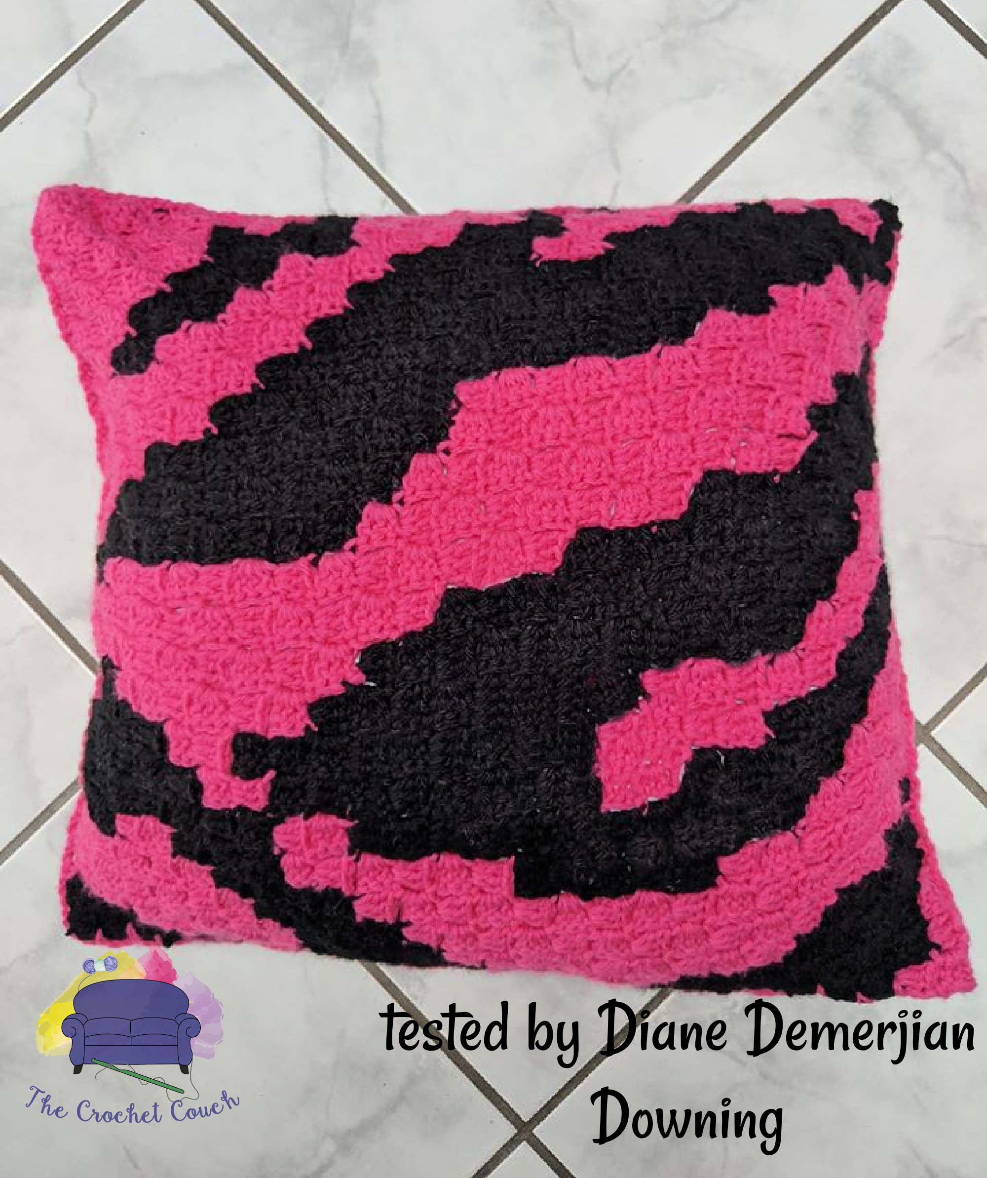 Tiger Print Pillow, C2C Crochet Pattern