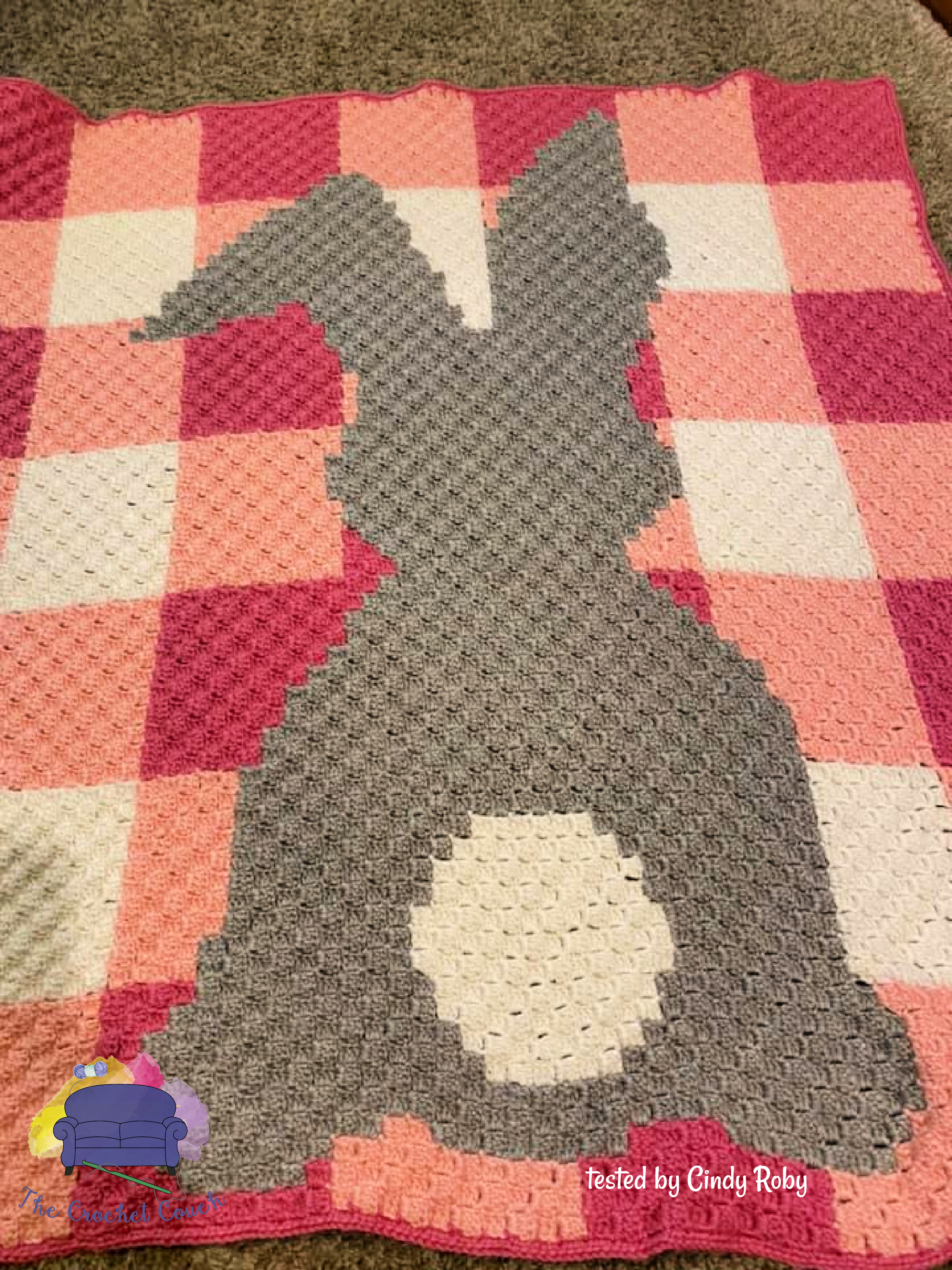 Bunny Gingham Afghan, C2C Crochet Pattern