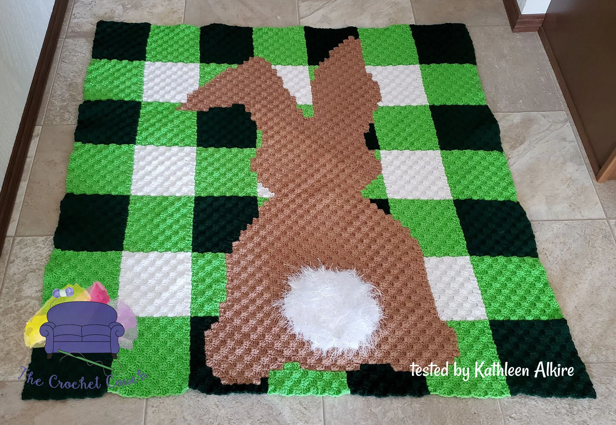 Bunny Gingham Afghan, C2C Crochet Pattern