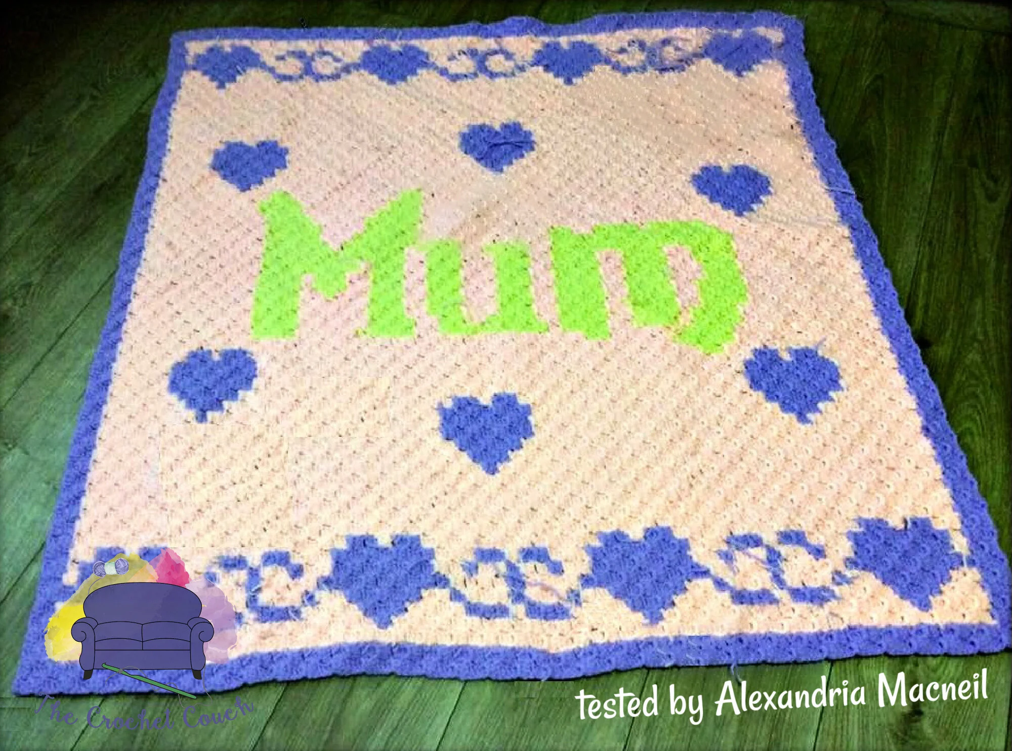 Love Mum Afghan, C2C Crochet Pattern