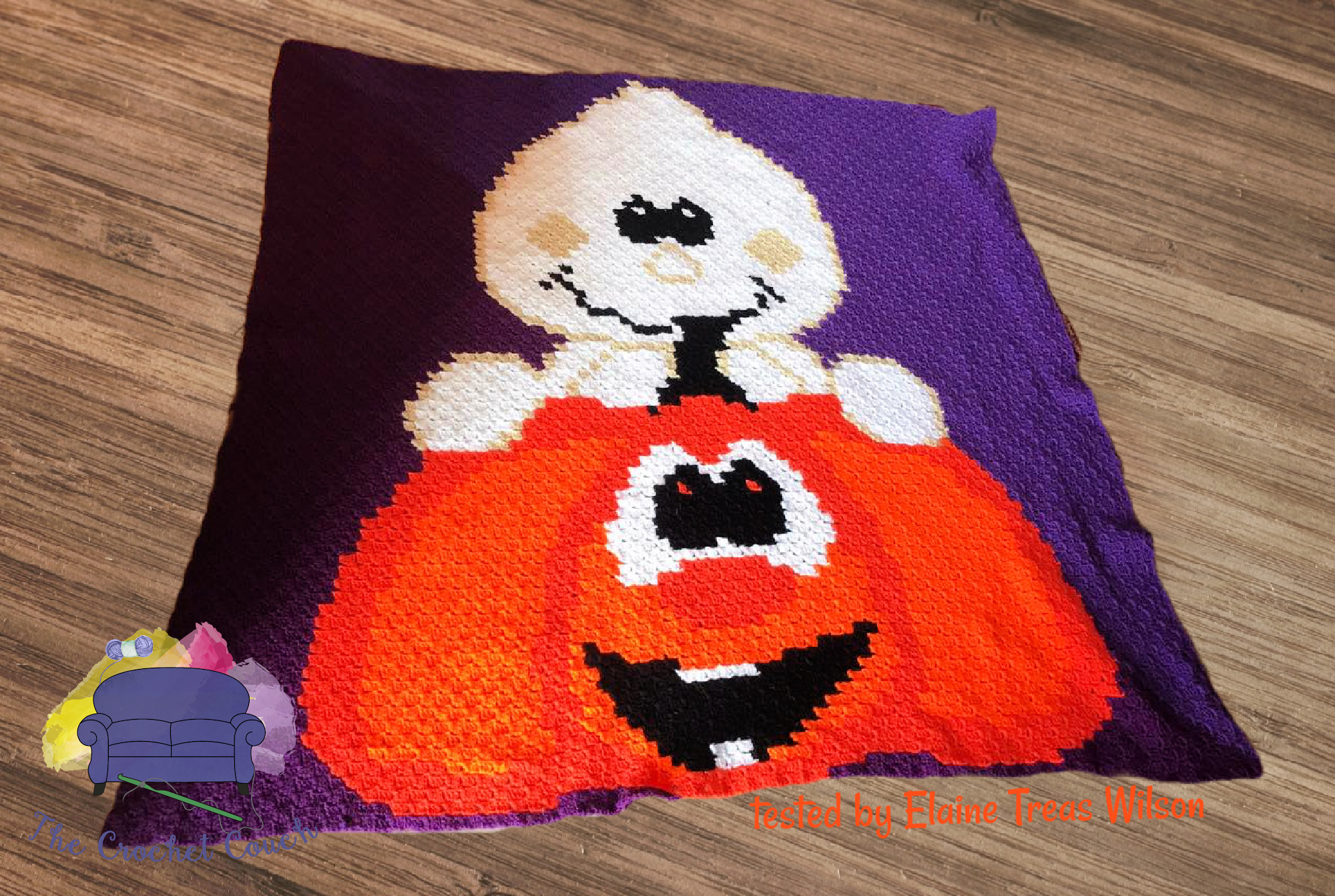 Silly Pumpkin Ghost Afghan, C2C Crochet Pattern