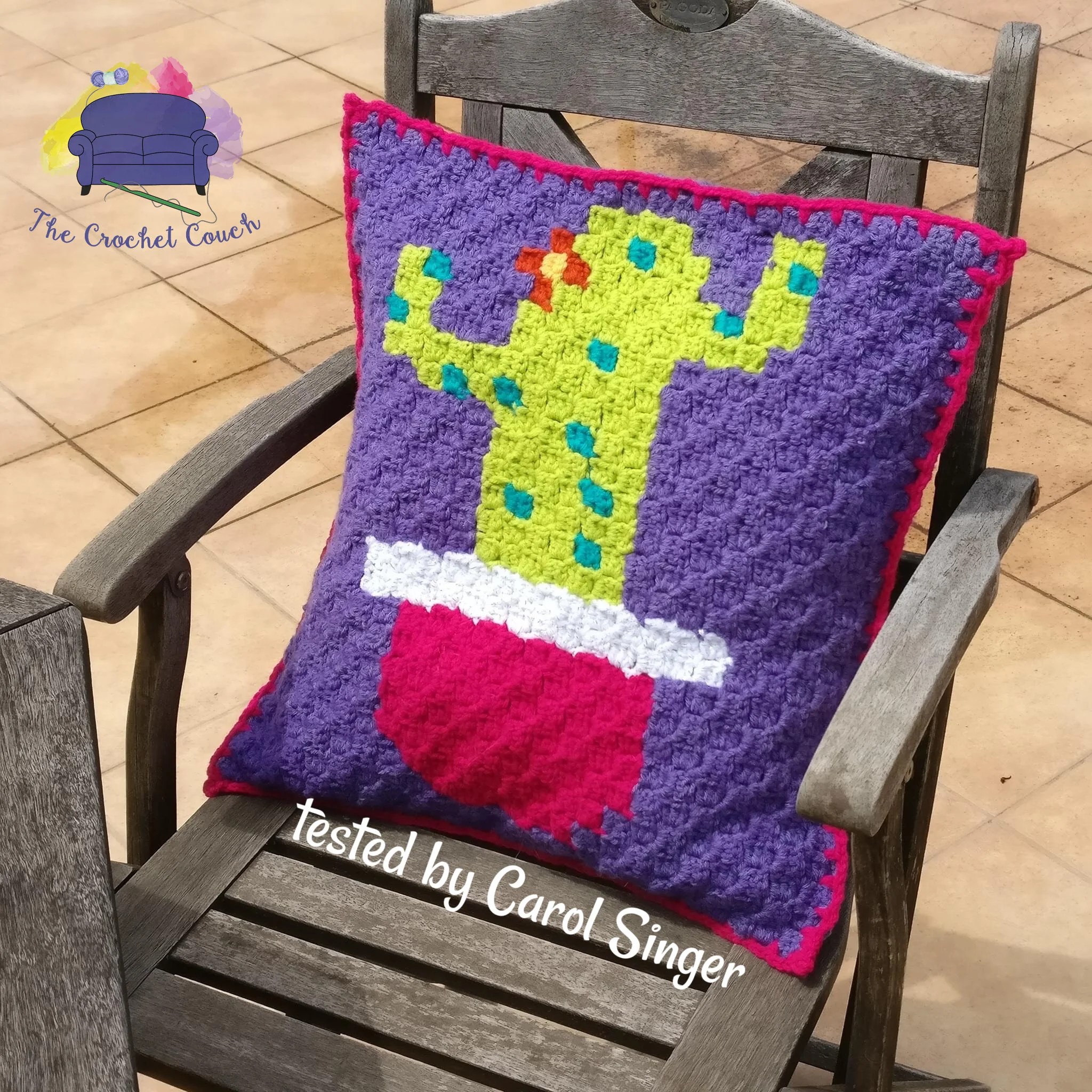 Cactus Pillow, C2C Crochet Pattern