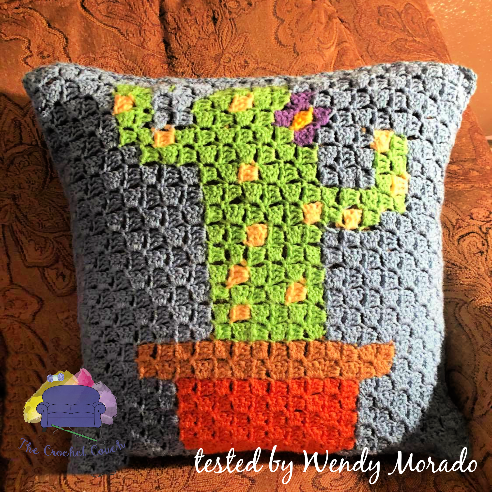 Cactus Pillow, C2C Crochet Pattern