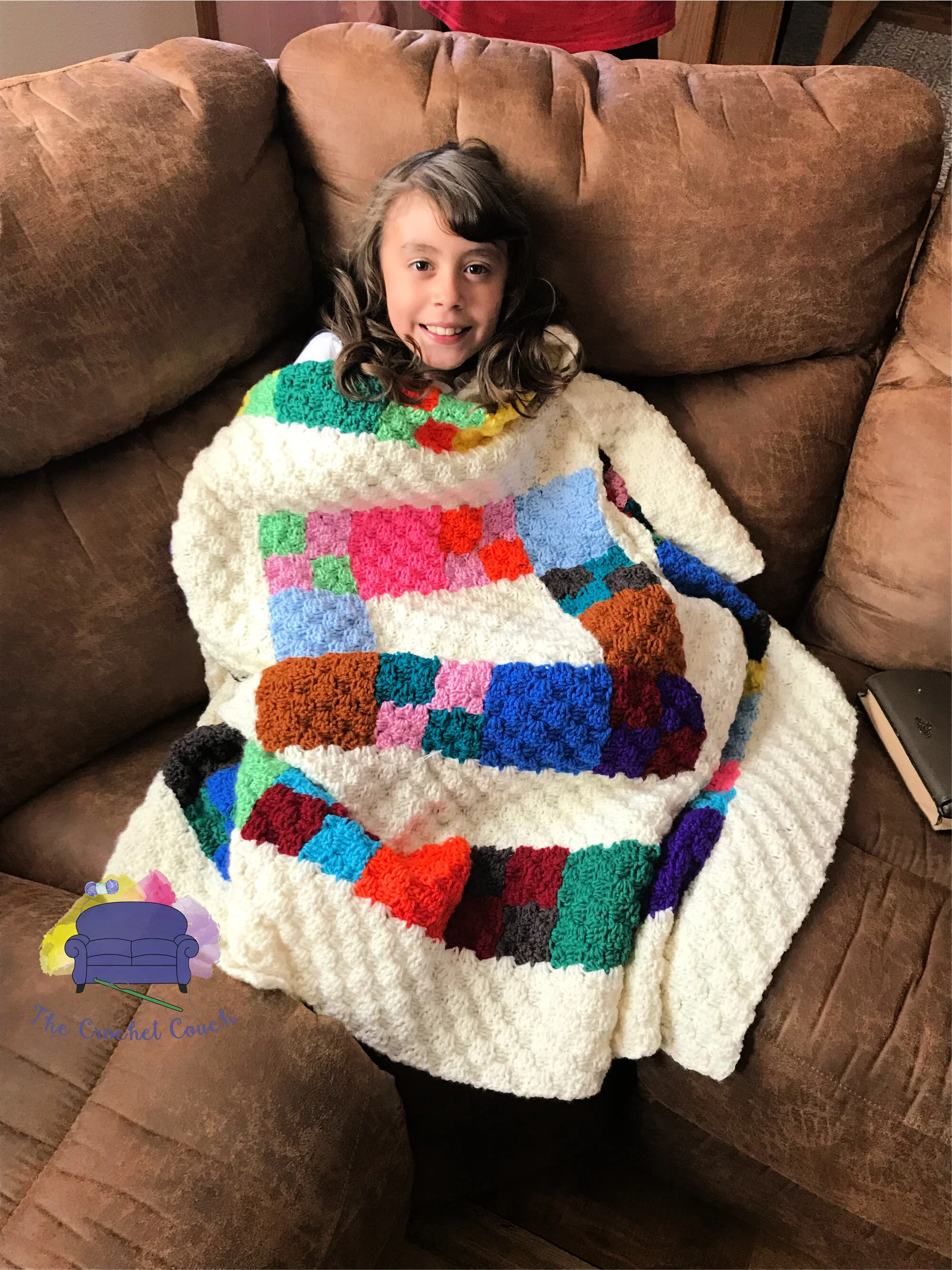 Framed in White, Kids Afghan, C2C Crochet Pattern