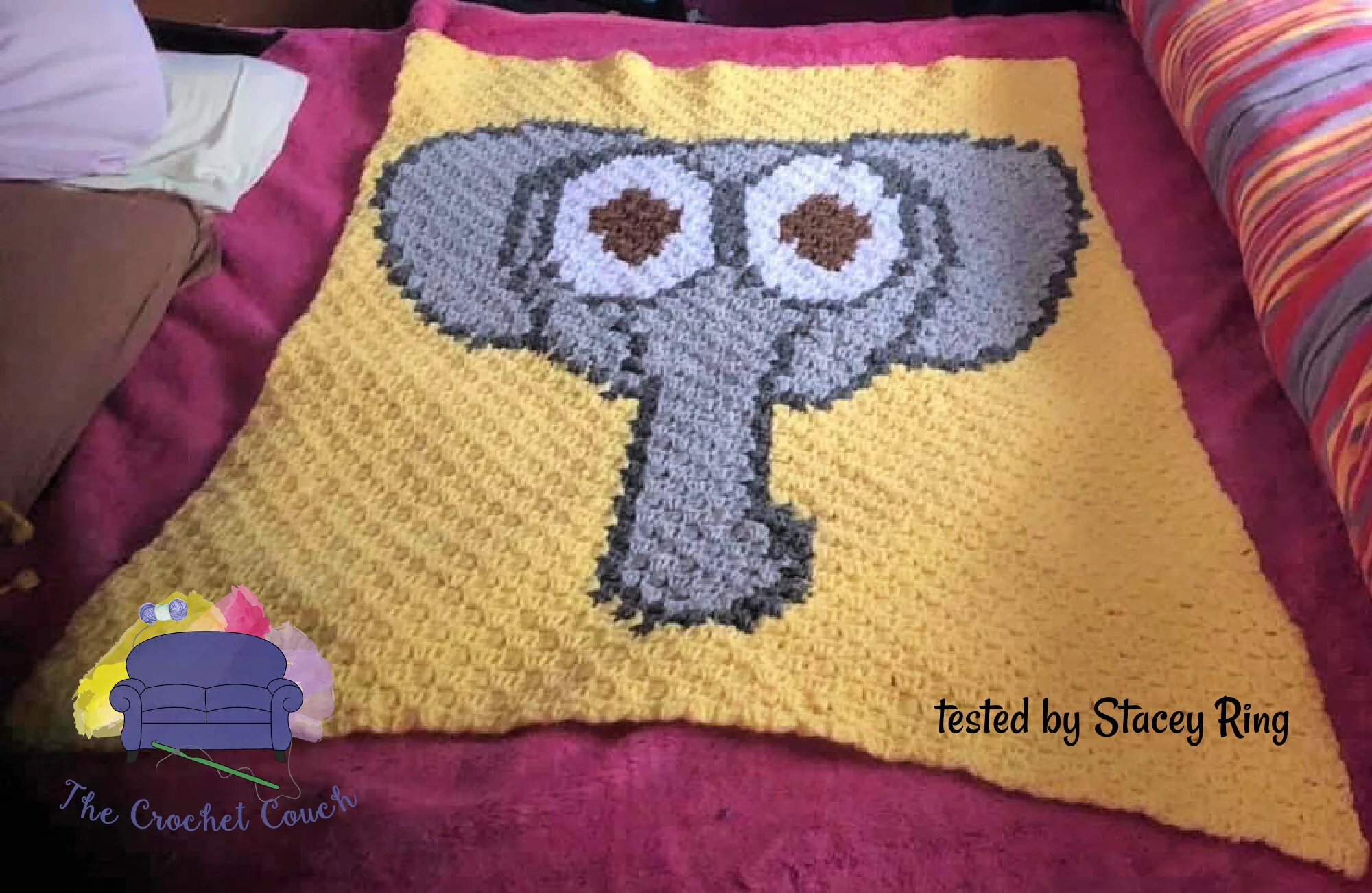 Elephant Baby Afghan, C2C Crochet Pattern