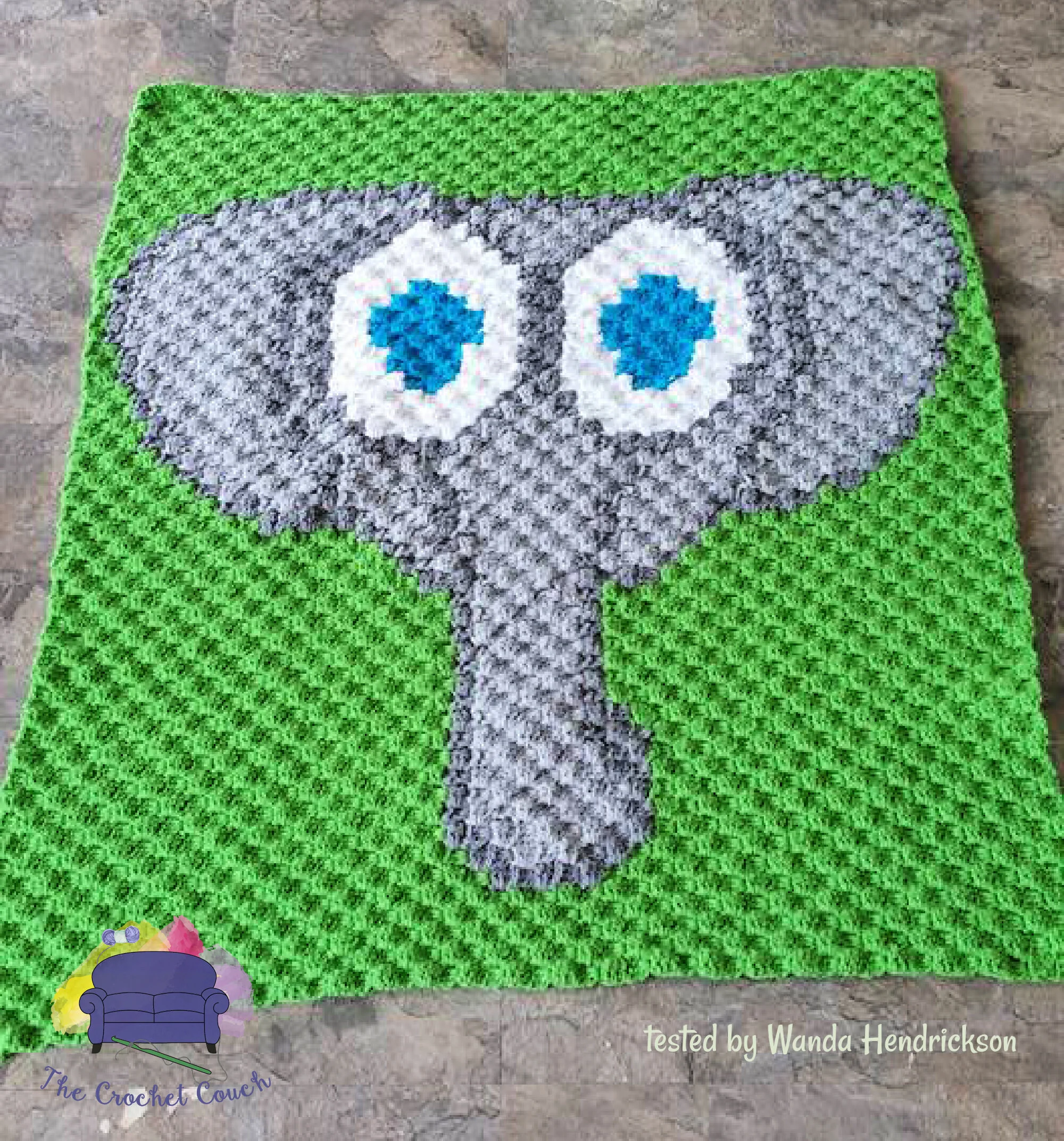 Elephant Baby Afghan, C2C Crochet Pattern