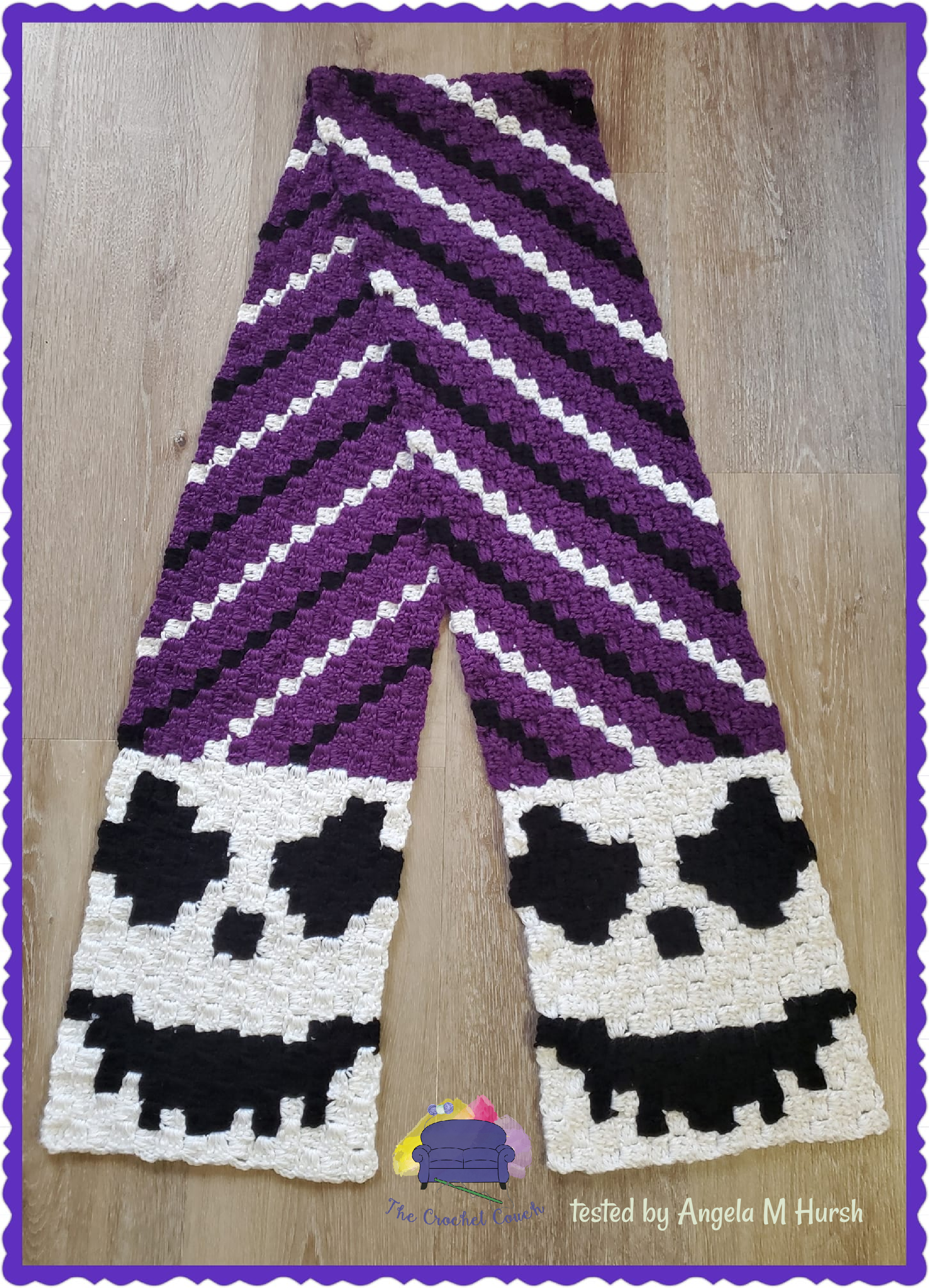 Spooky Ghoul Scarf, C2C Crochet Pattern