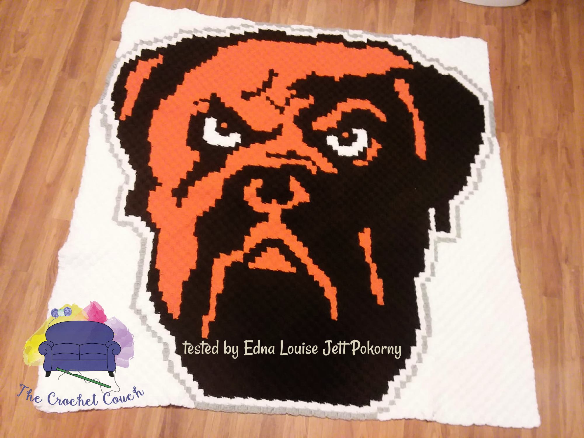 Bulldog Angry Afghan, C2C Crochet Pattern