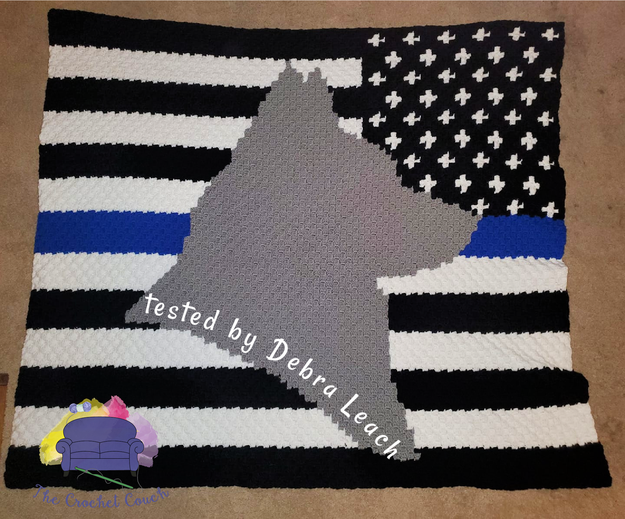 Blue Line Pup Afghan, C2C Crochet Pattern