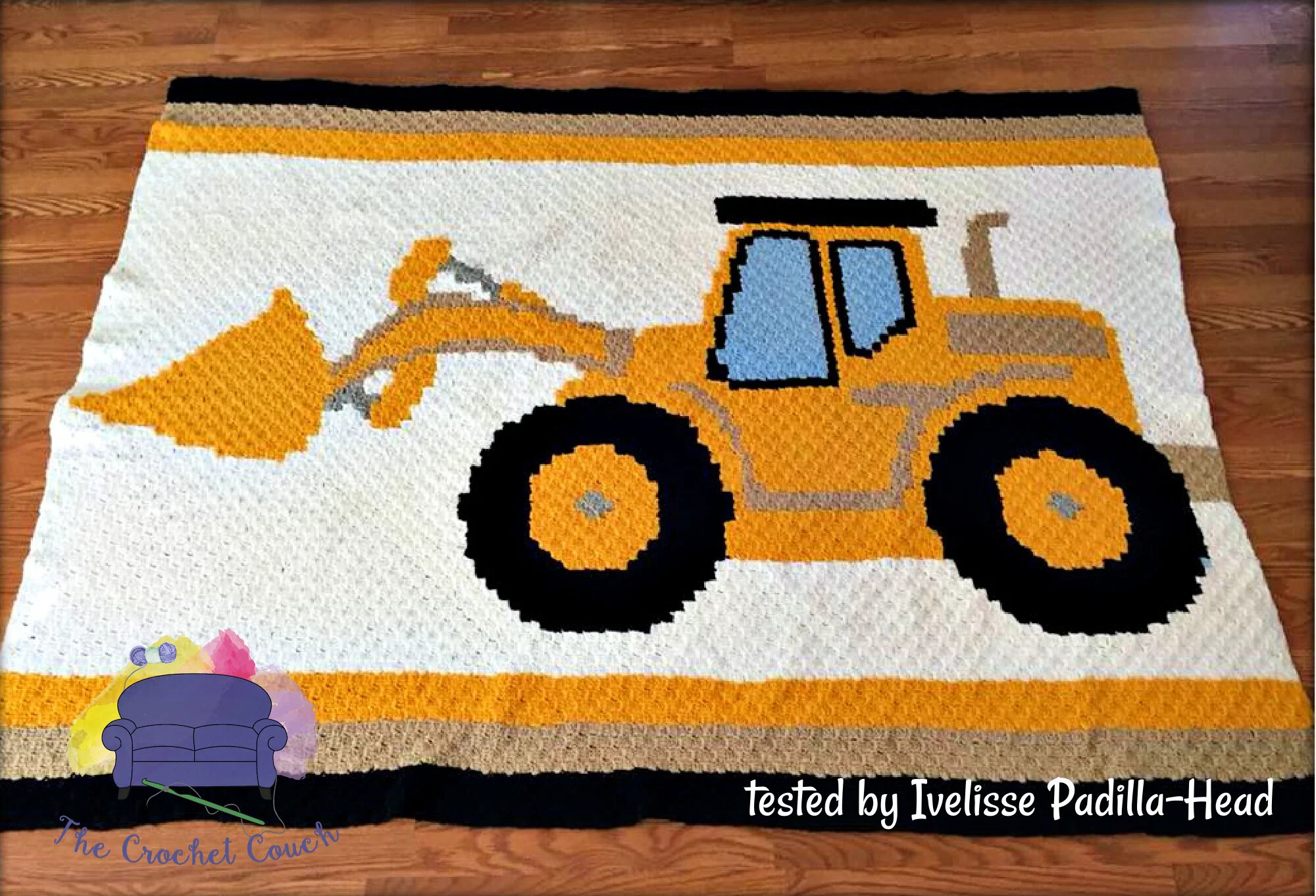 Bulldozer Twin Size Afghan, C2C Crochet Pattern
