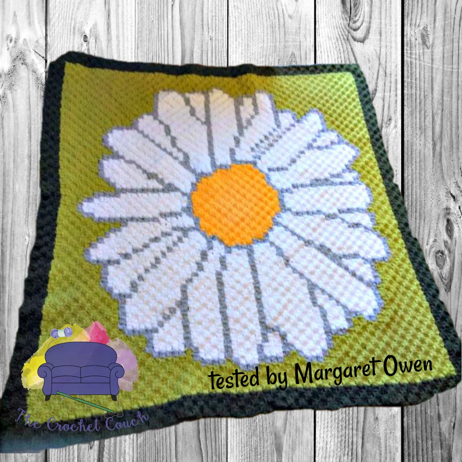 Daisy Small Afghan, C2C Crochet Pattern