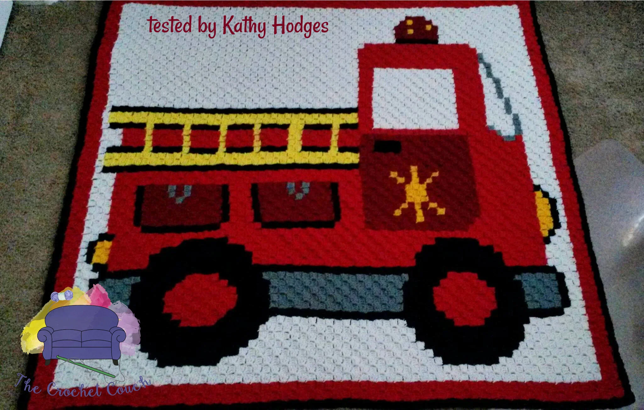 Firetruck Kids Afghan, C2C Crochet Pattern