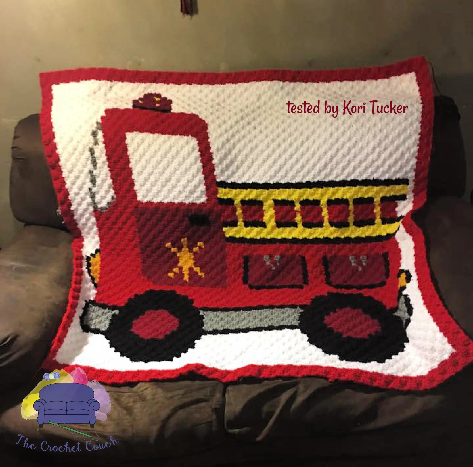 Firetruck Kids Afghan, C2C Crochet Pattern