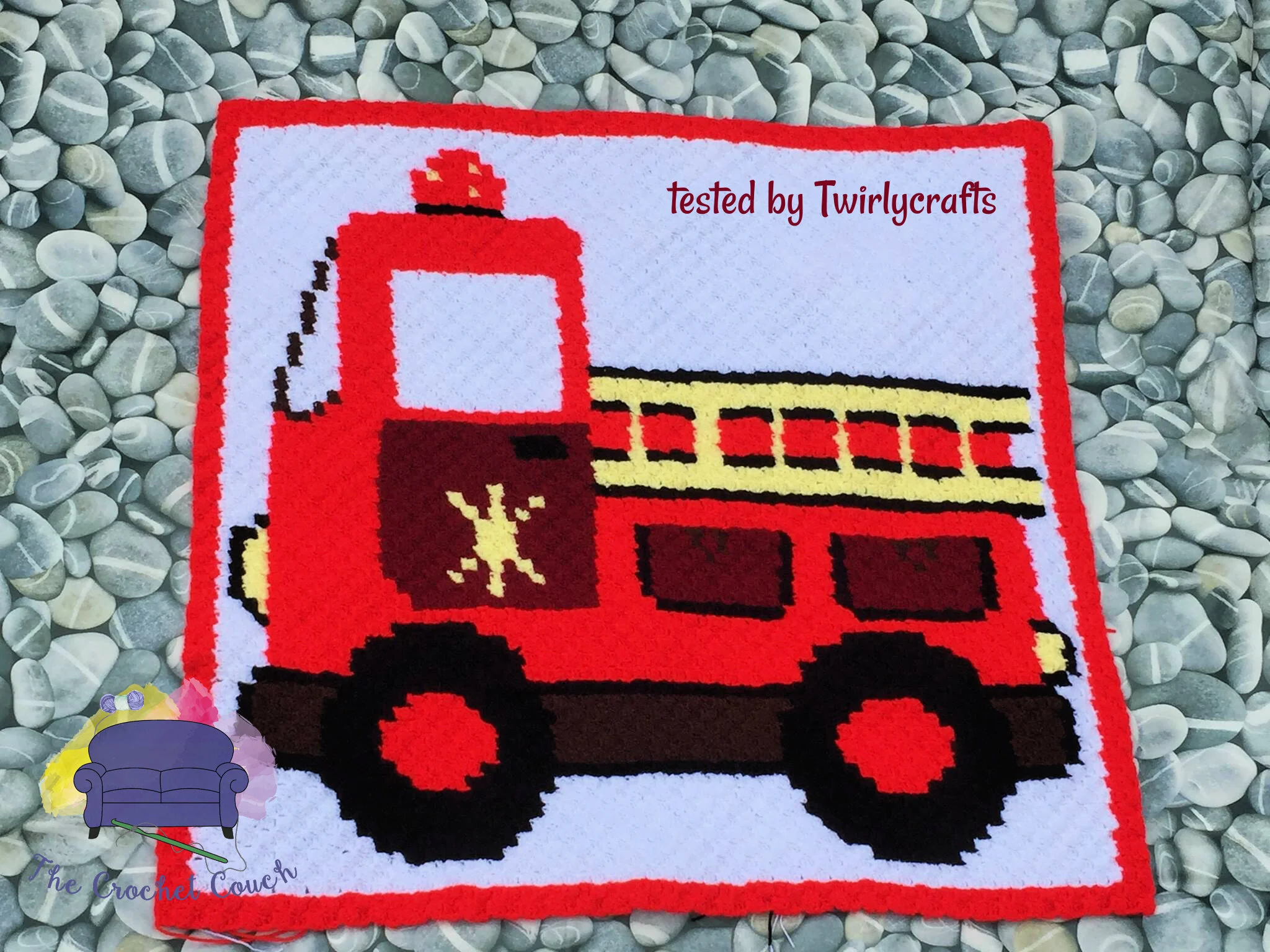 Firetruck Kids Afghan, C2C Crochet Pattern