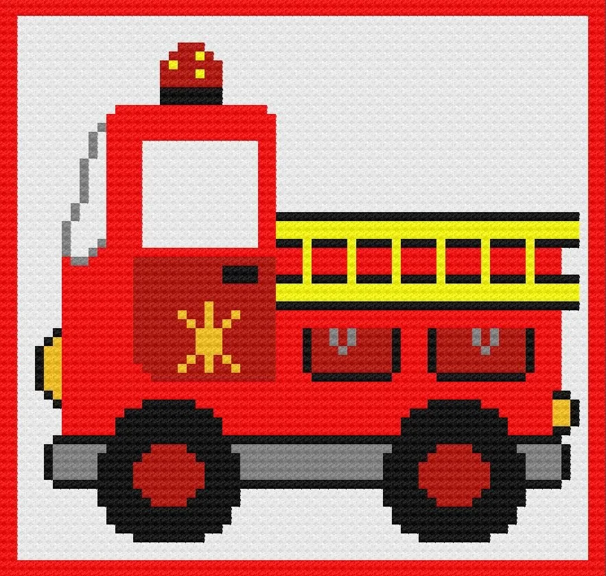 Firetruck Kids Afghan, C2C Crochet Pattern