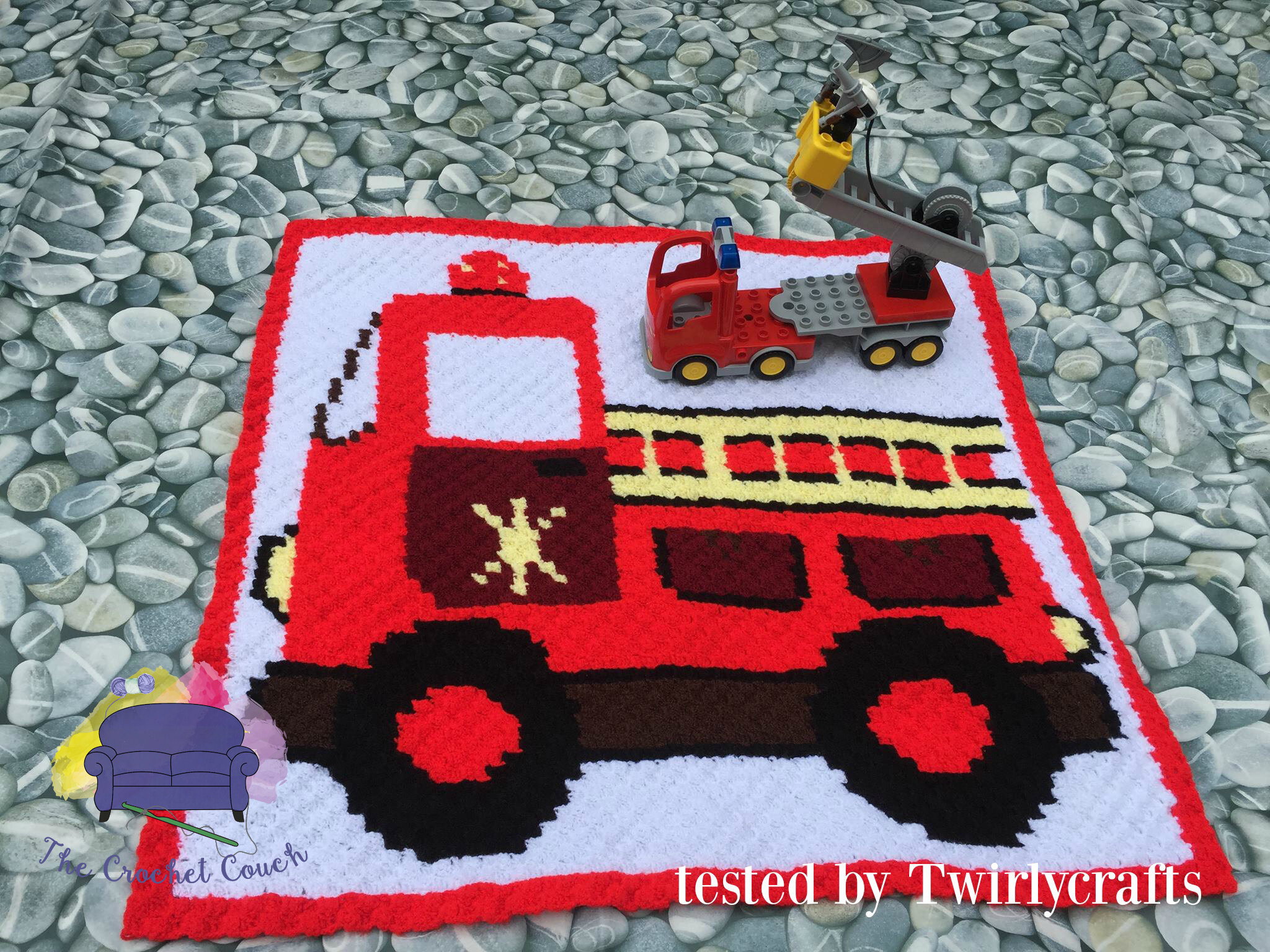 Firetruck Kids Afghan, C2C Crochet Pattern