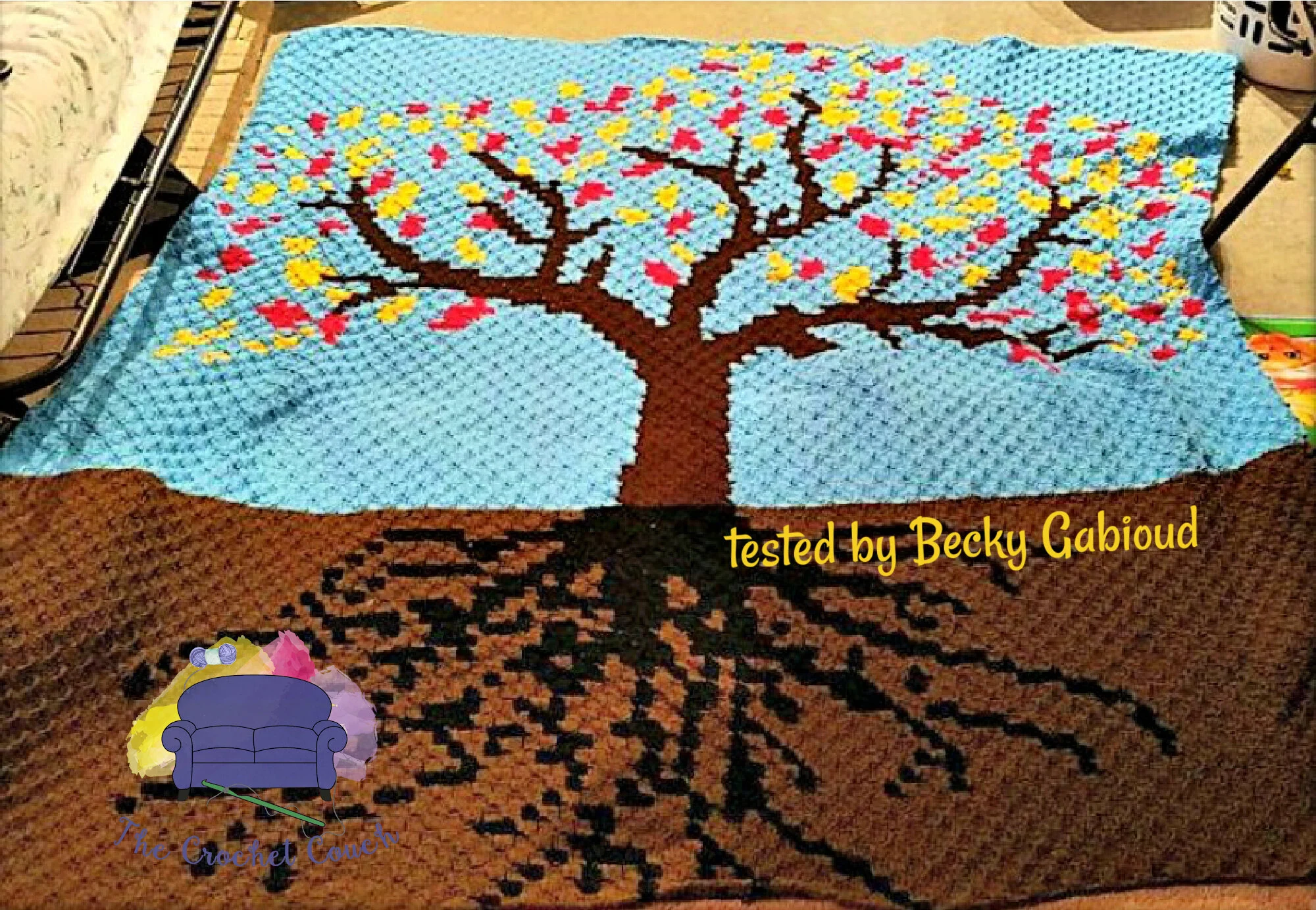 Tree of Life, Autumn Afghan, C2C Crochet Pattern