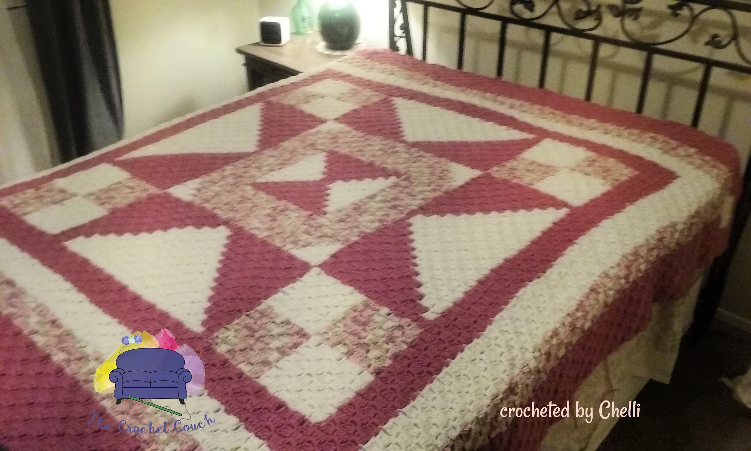 Quilted Blues Afghan, C2C Crochet Pattern