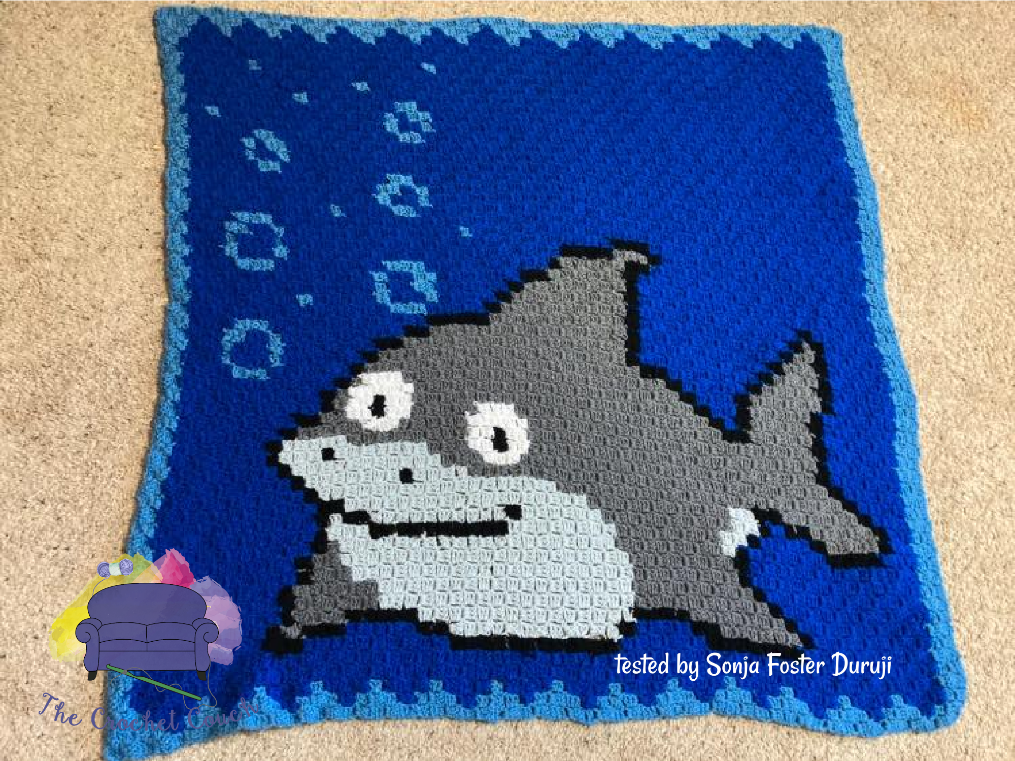 Shark Baby Afghan, C2C Crochet Pattern