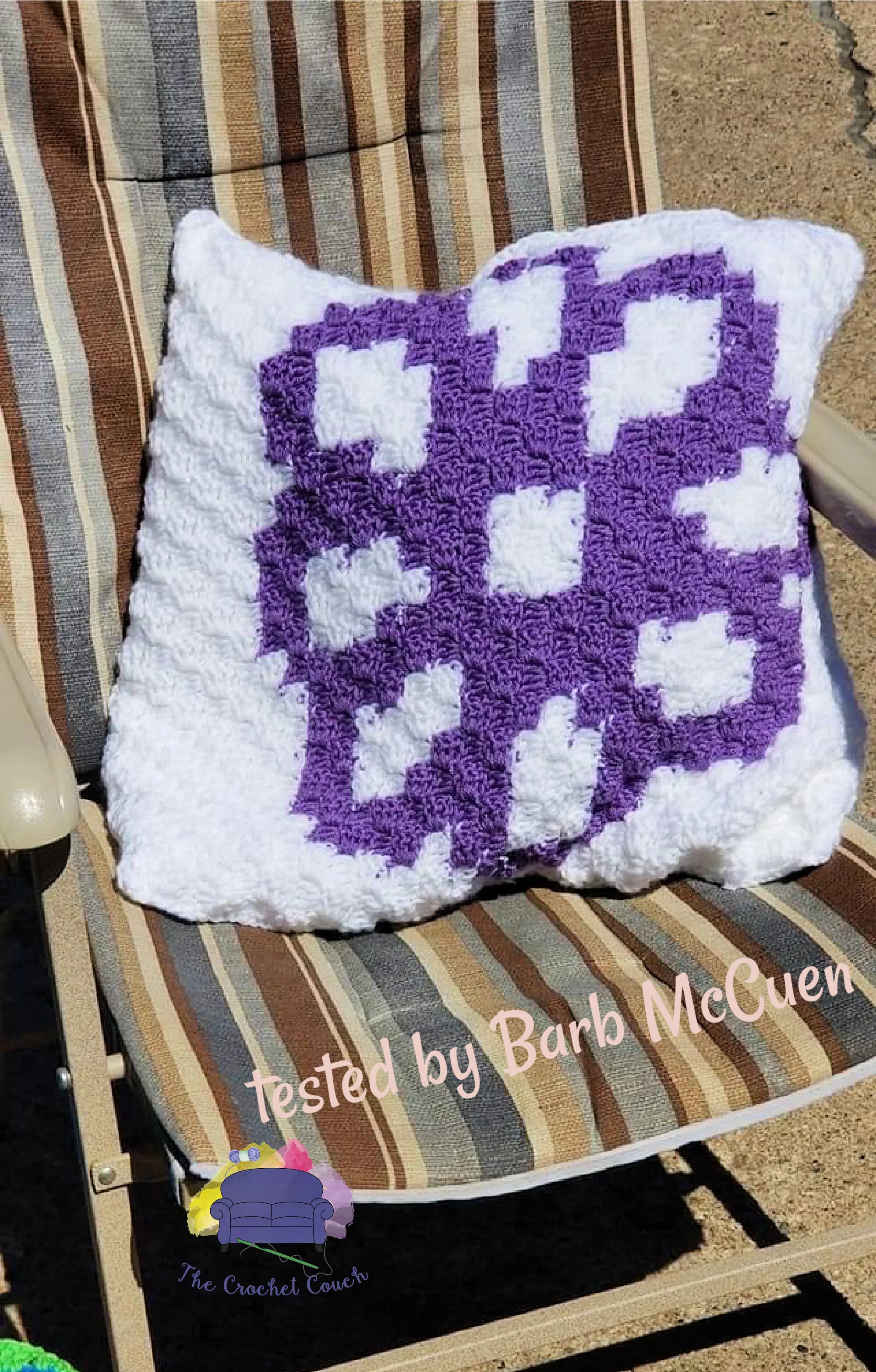 Vain Violet Pillow, C2C Crochet Pattern