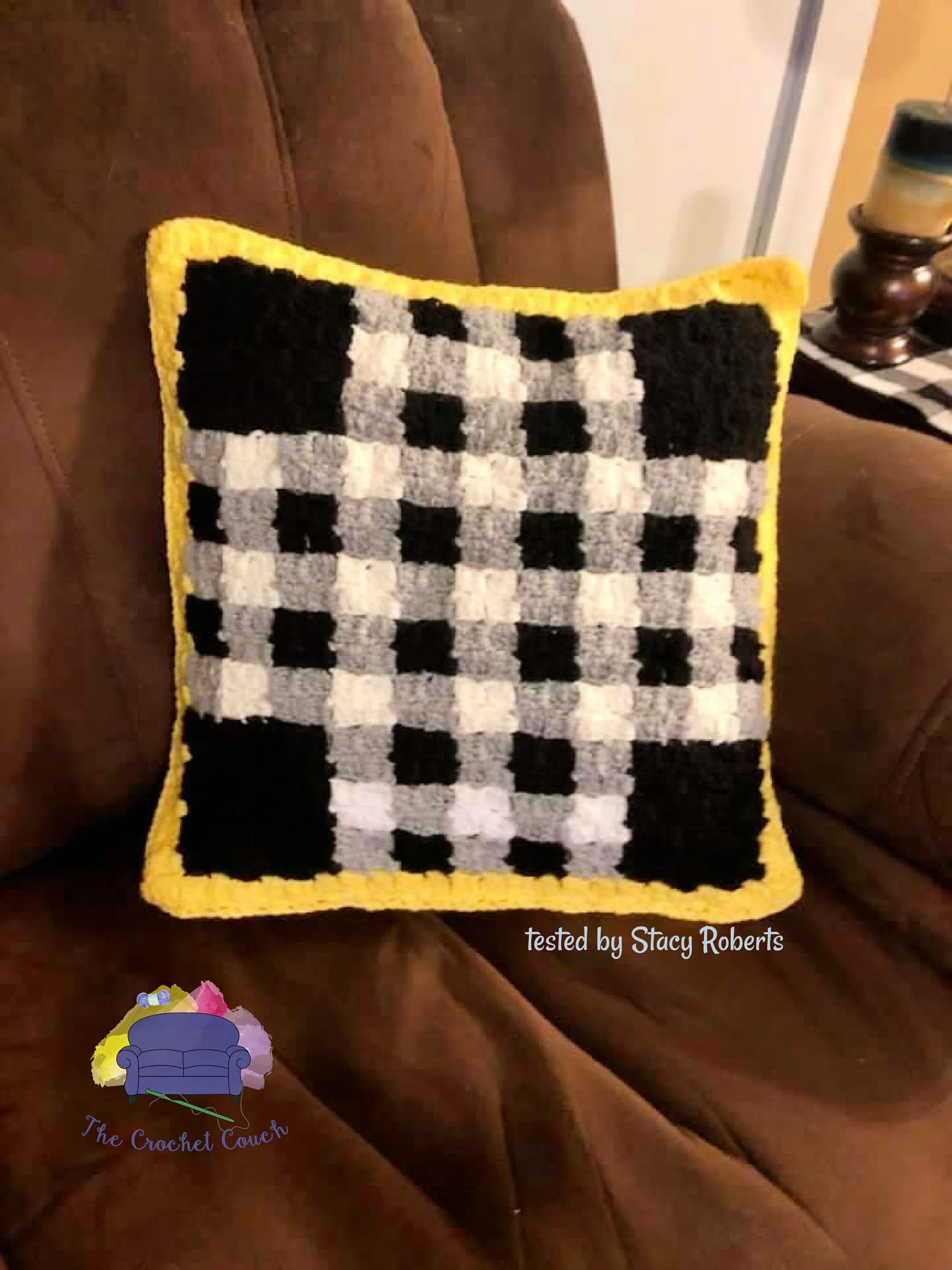 Checkered Pillow, C2C Crochet Pattern