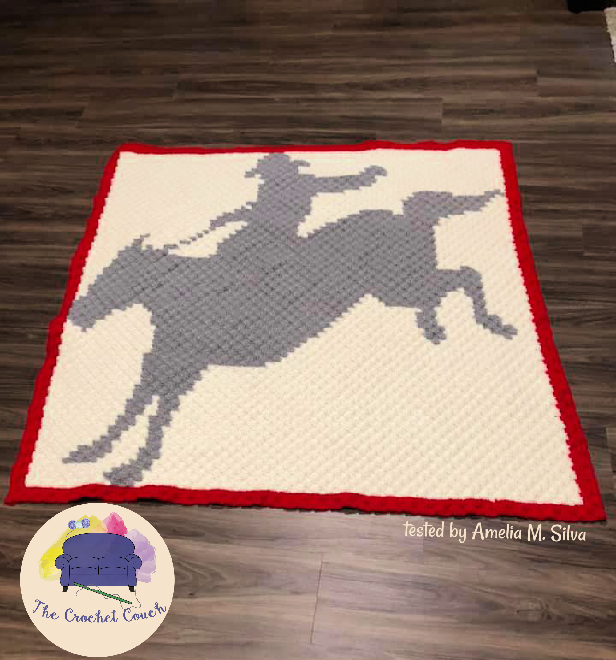 Horse Bucking Silhouette Afghan, C2C Crochet Pattern