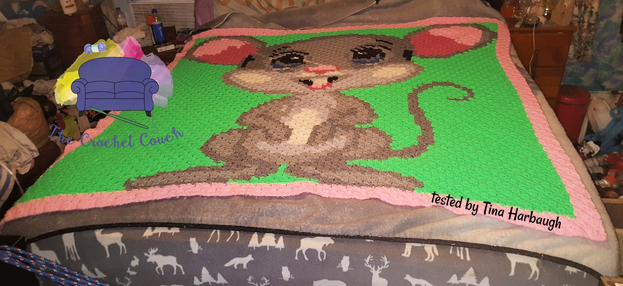 Happy Mouse Afghan, C2C Crochet Pattern