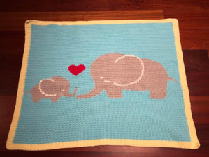 Elephant Mommy and Baby Afghan, SC and TSS Crochet Pattern