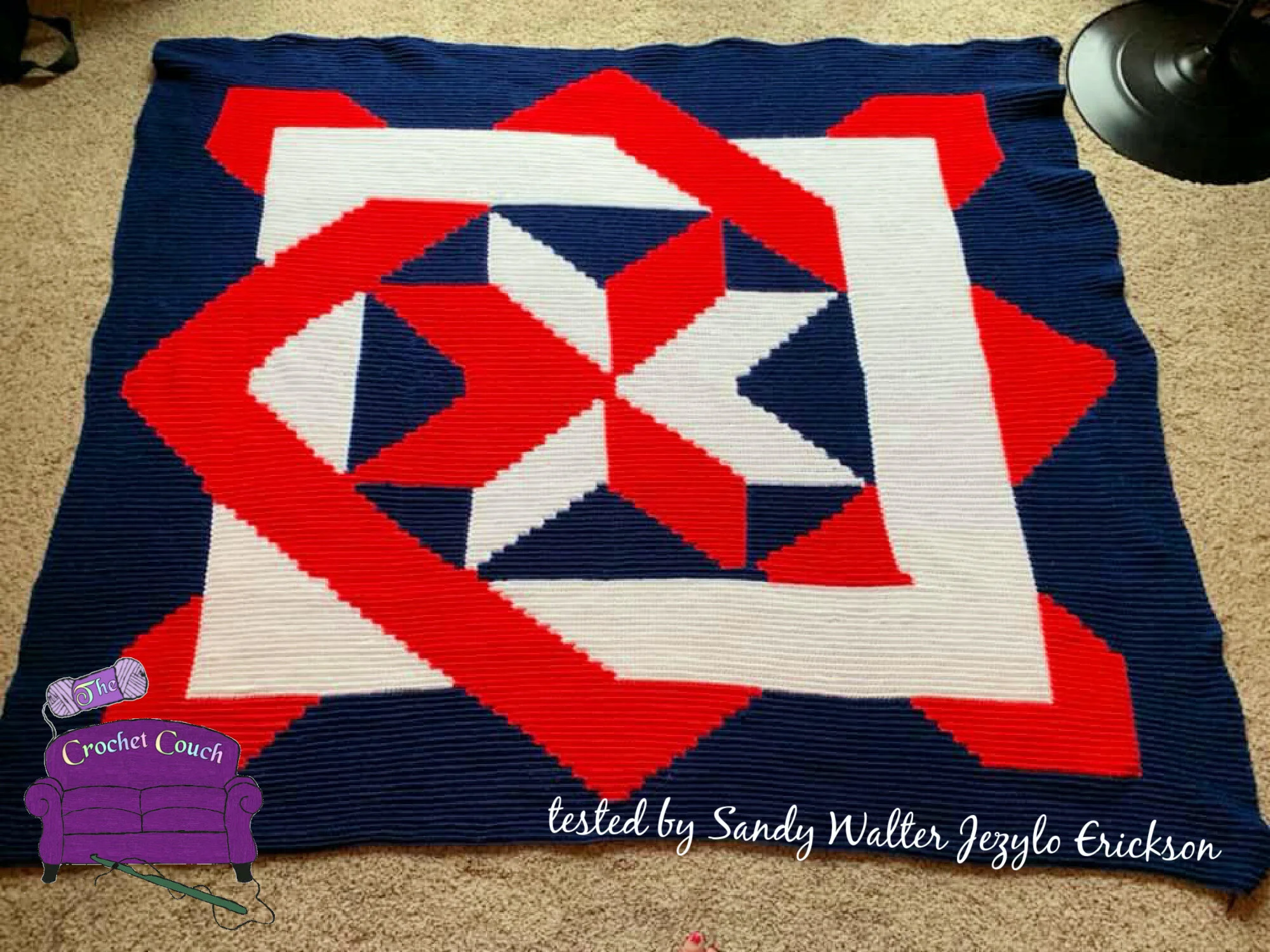Blocked Star Quilt, SC and TSS Crochet Pattern