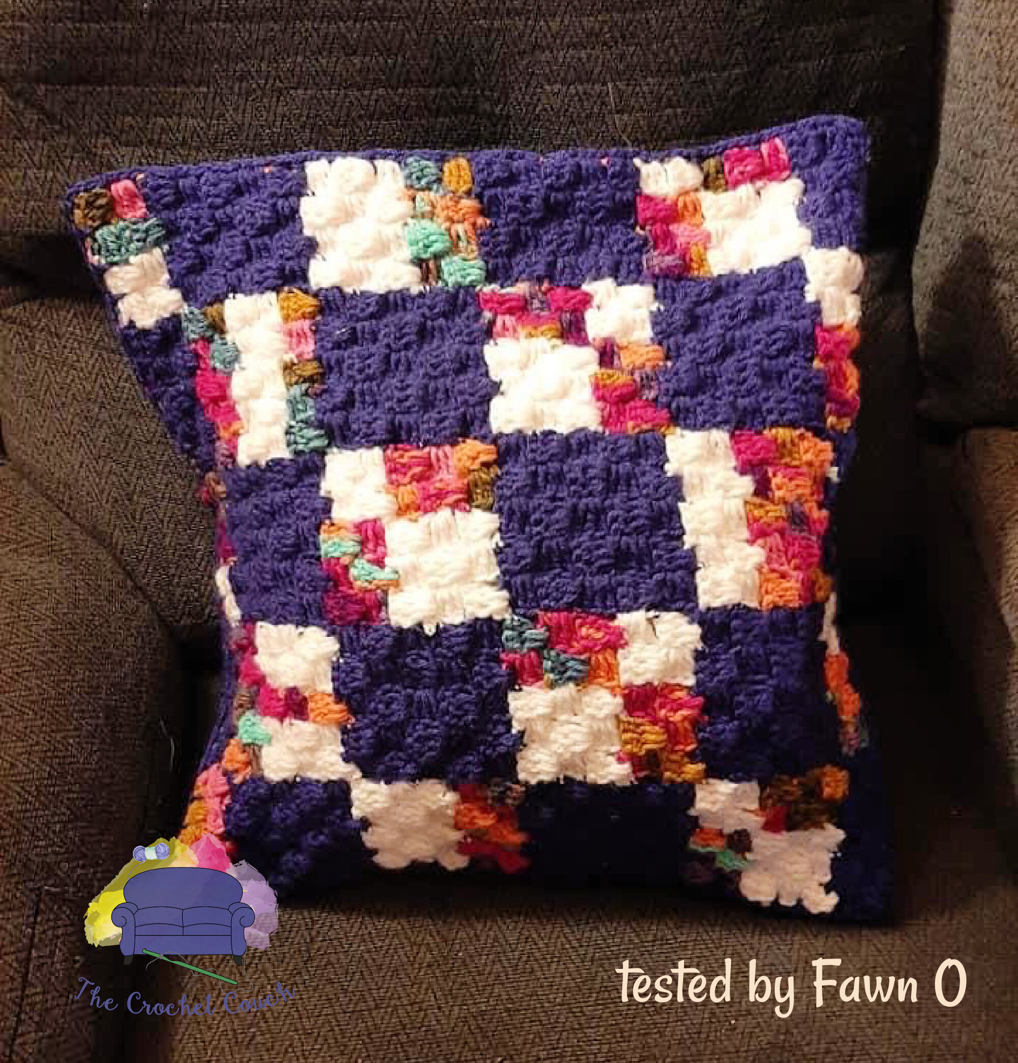 Shaded Squares Pillow, C2C Crochet Pattern