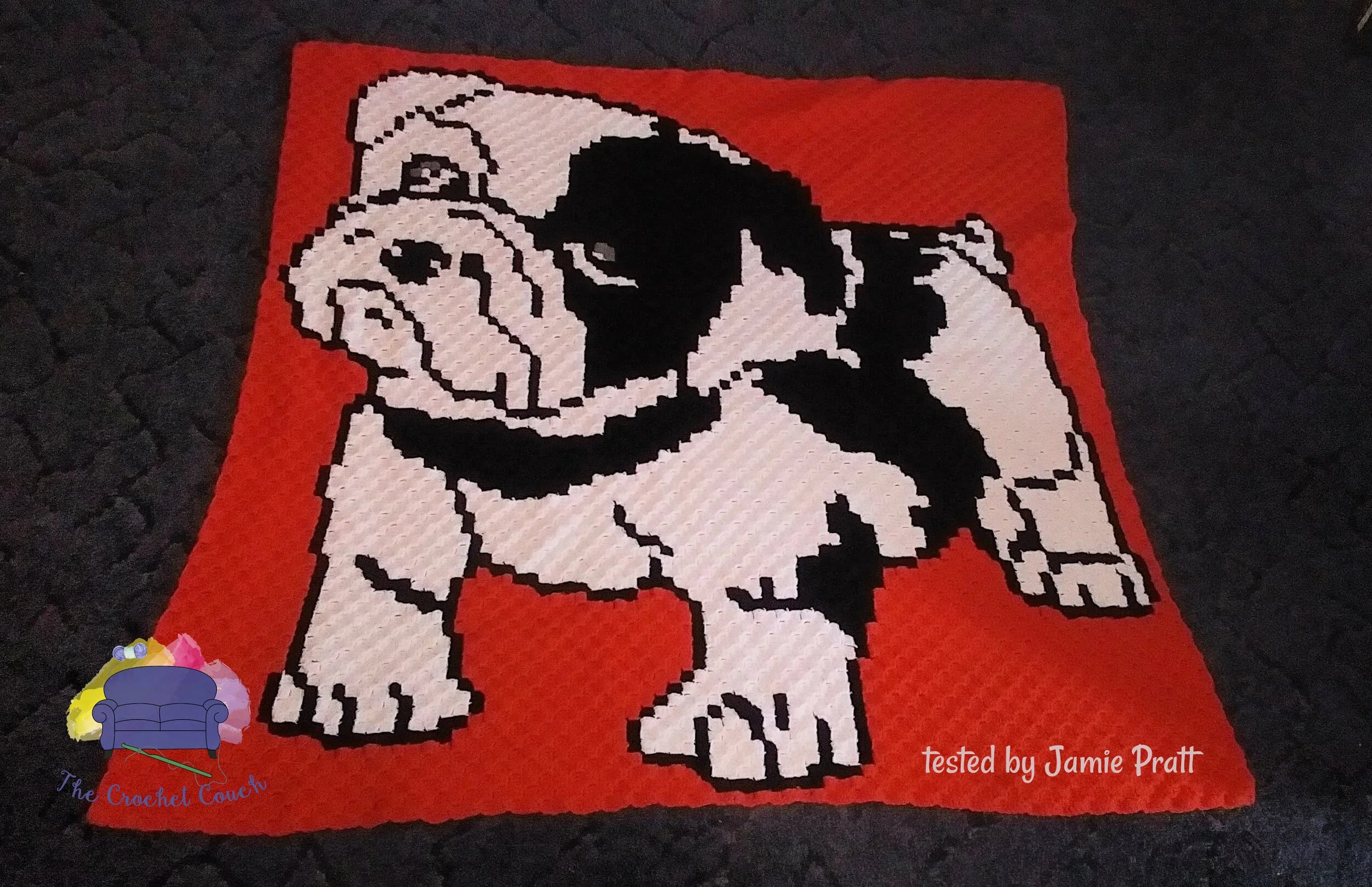 Bulldog Puppy Afghan, C2C Crochet Pattern