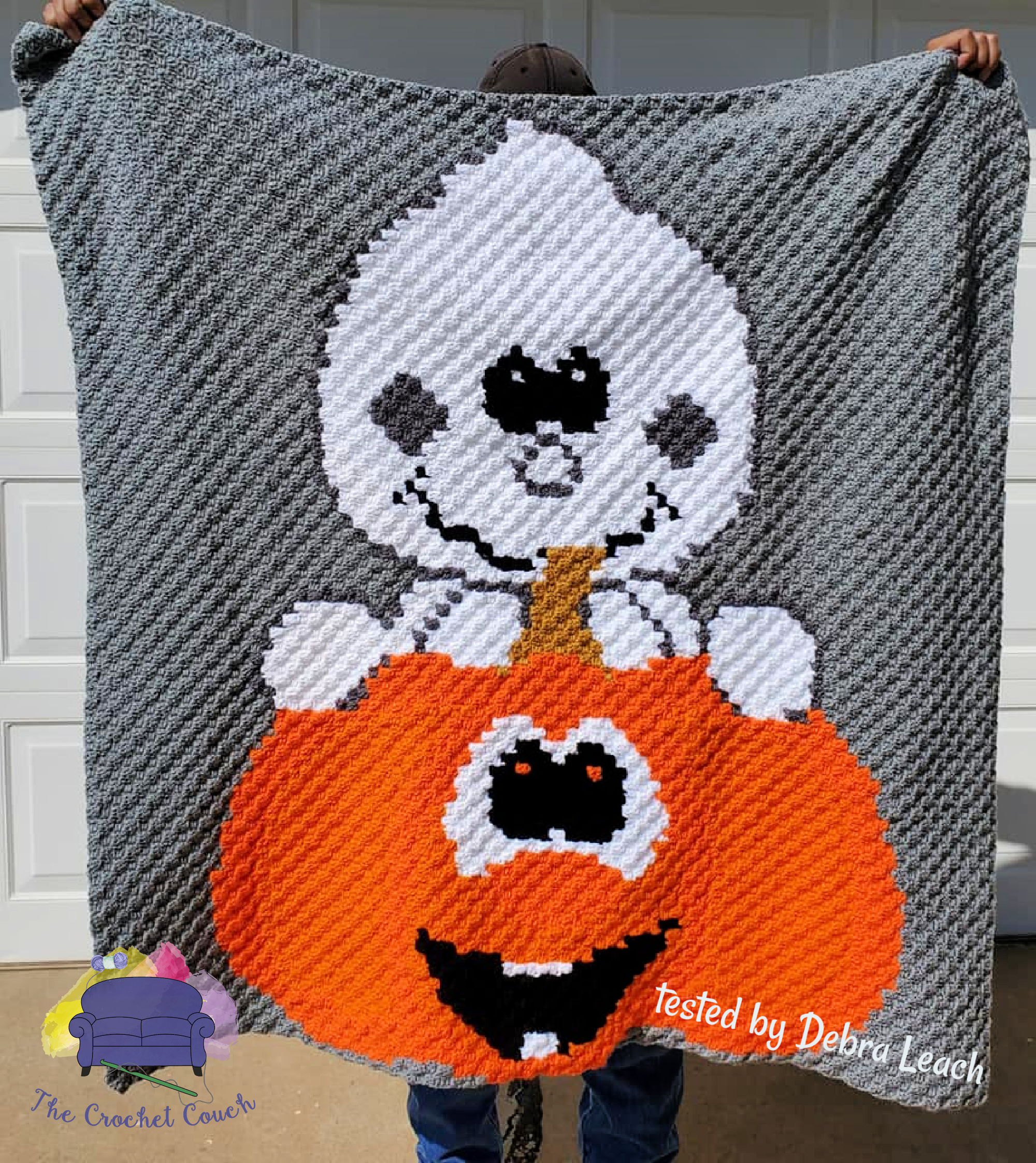 Silly Pumpkin Ghost Afghan, C2C Crochet Pattern
