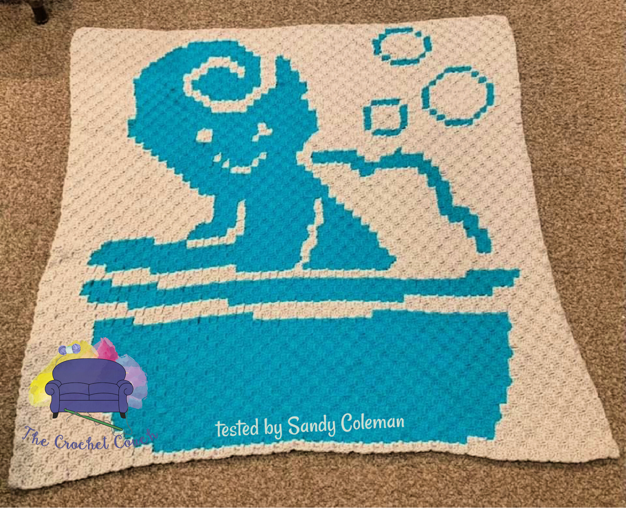 Bathing Baby Afghan, C2C Crochet Pattern
