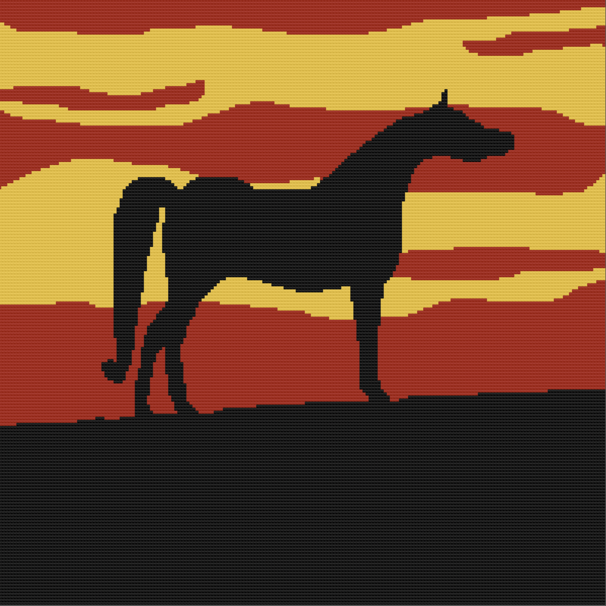 Horse at Sunset Afghan, SC or TSS Crochet Pattern