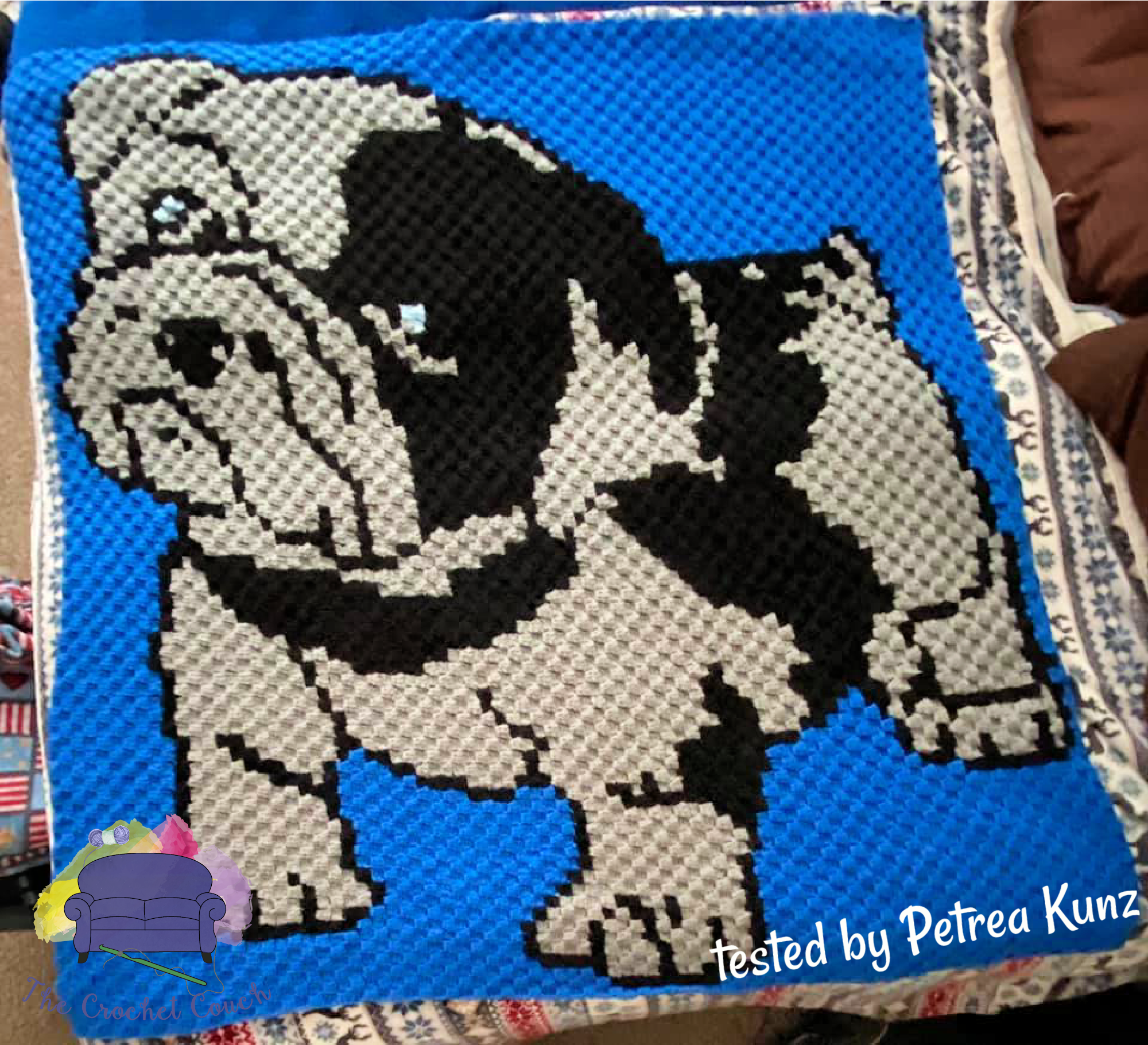 Bulldog Puppy Afghan, C2C Crochet Pattern