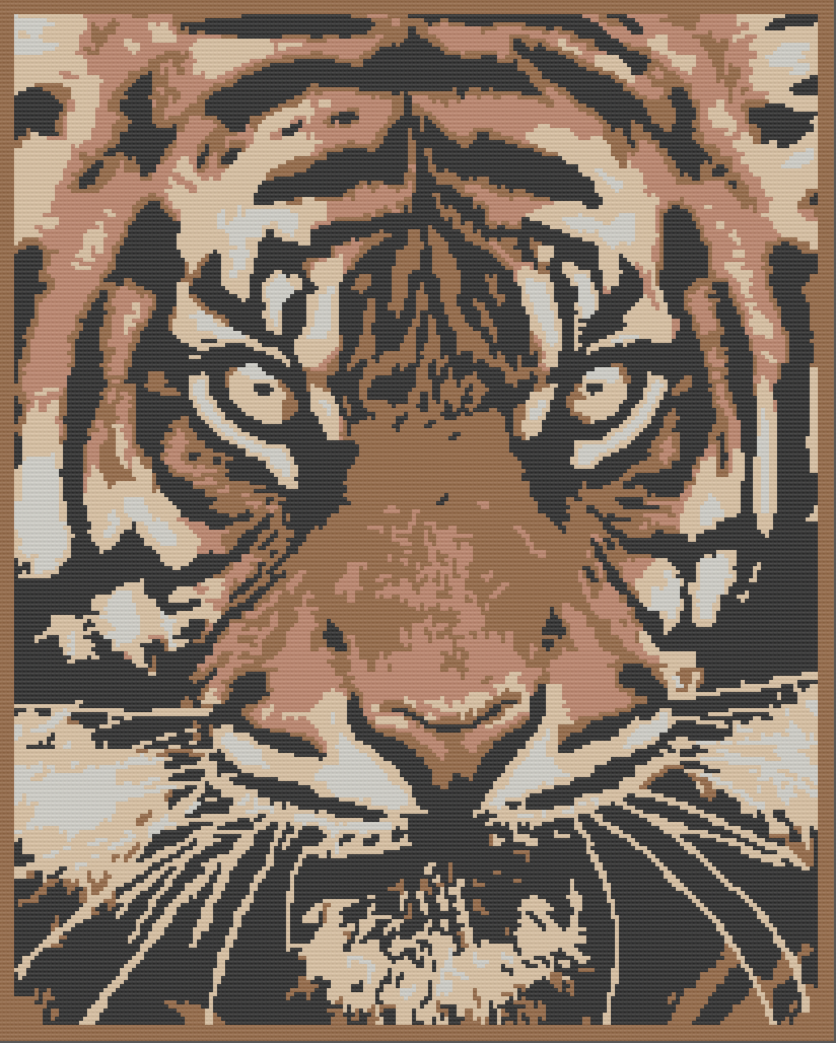 Tiger Head Afghan, SC or TSS Crochet Pattern