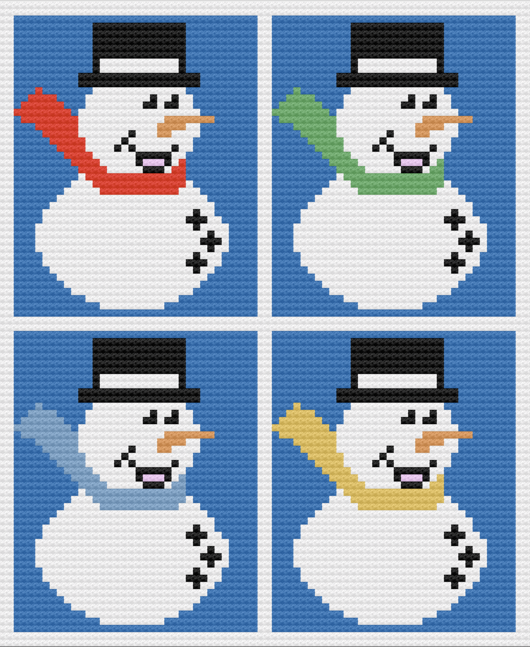 Snowman Squares Afghan, C2C Crochet Pattern