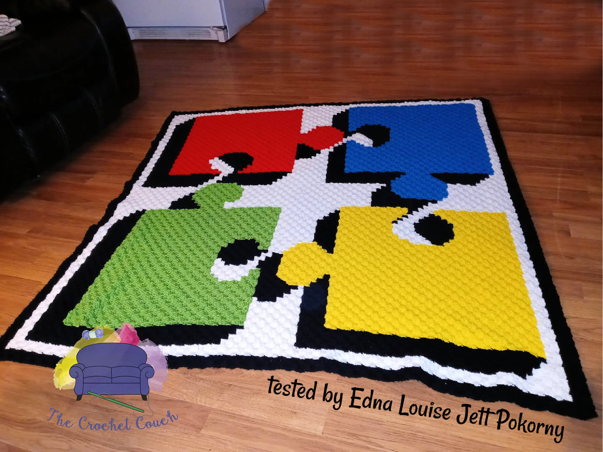 Puzzle Big Pieces Afghan, C2C Crochet Pattern
