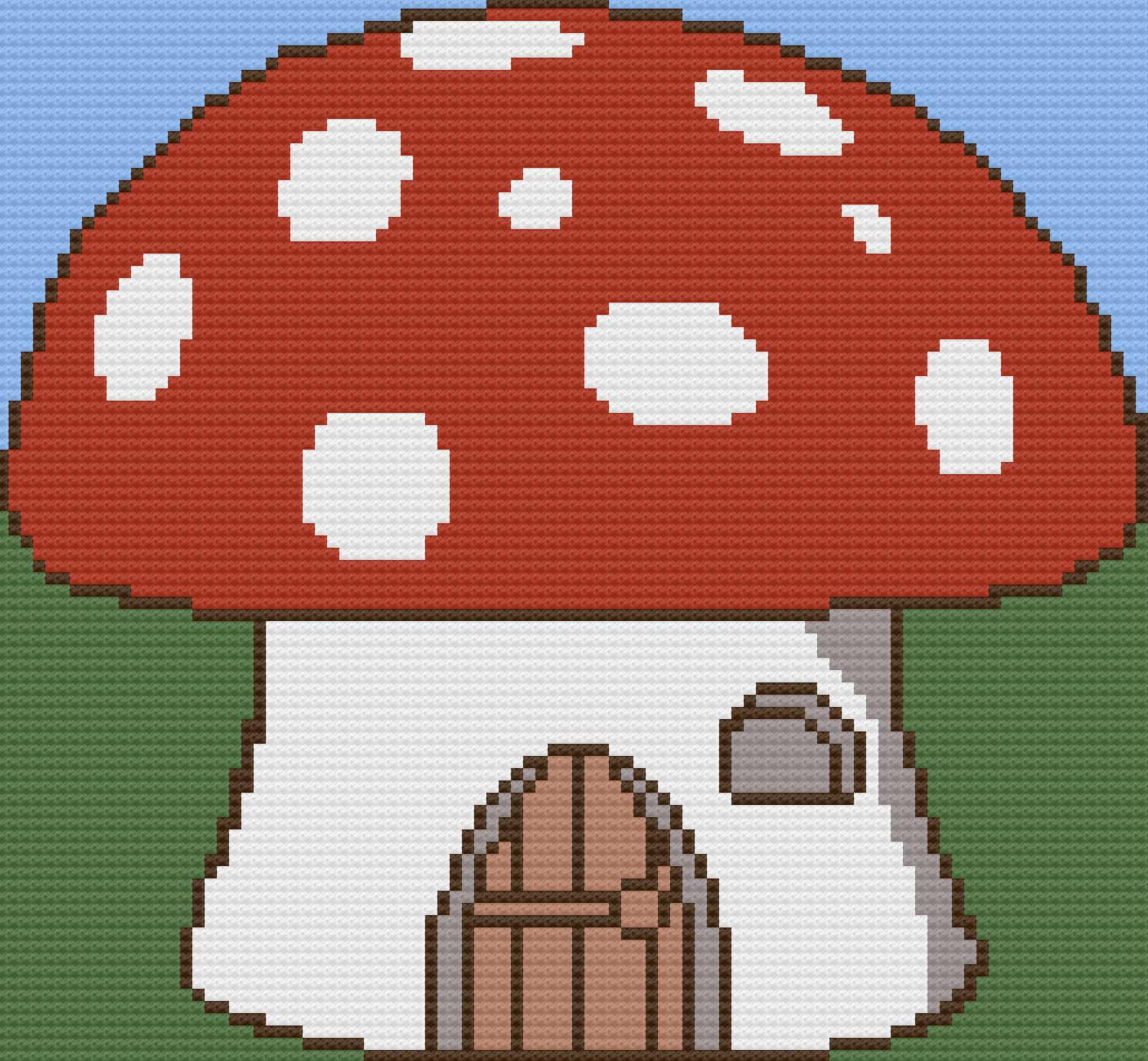 Mushroom House Afghan, C2C Crochet Pattern