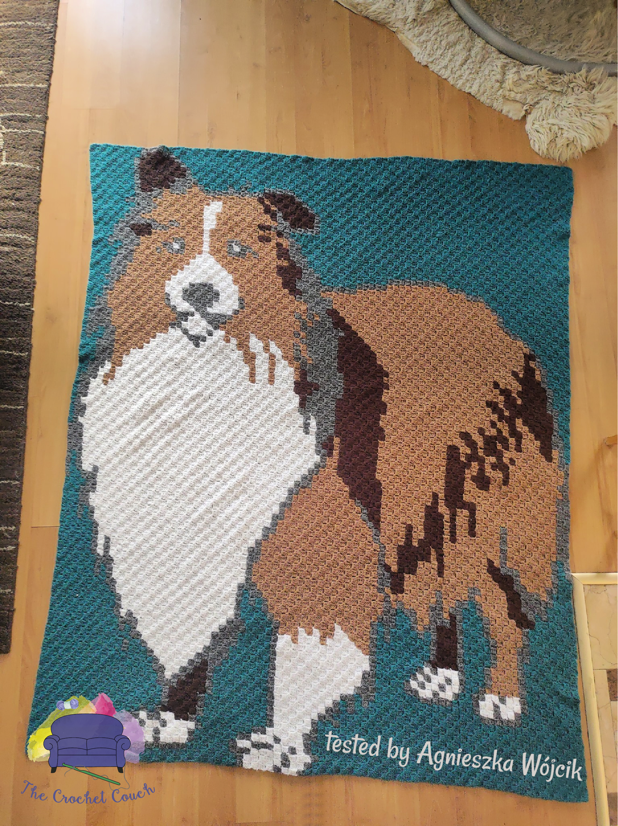 Shetland Sheepdog, Sheltie, Afghan C2C Crochet Pattern
