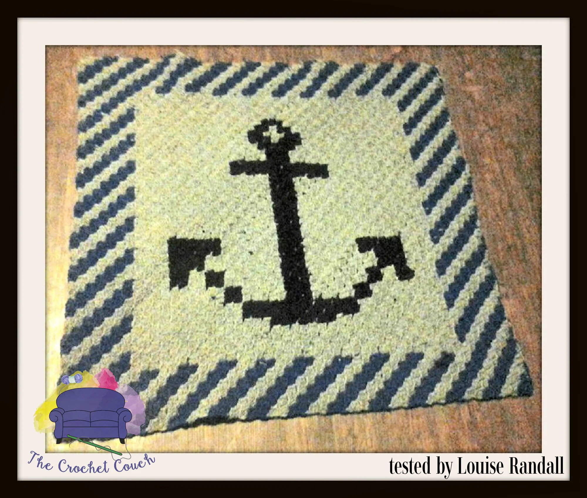 Anchor Stripe Small Afghan, C2C Crochet Pattern