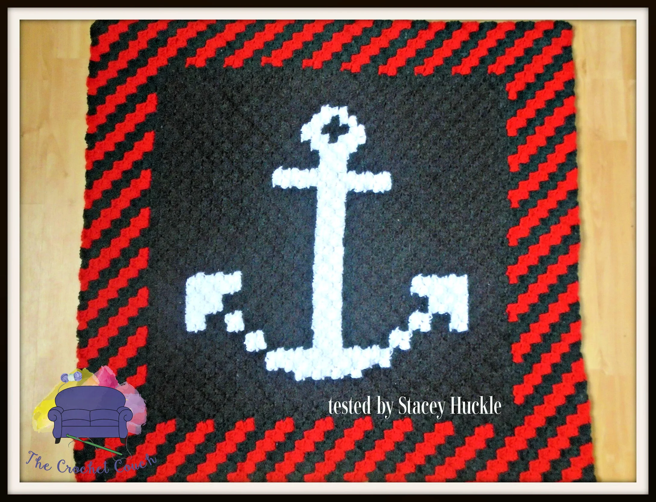 Anchor Stripe Small Afghan, C2C Crochet Pattern