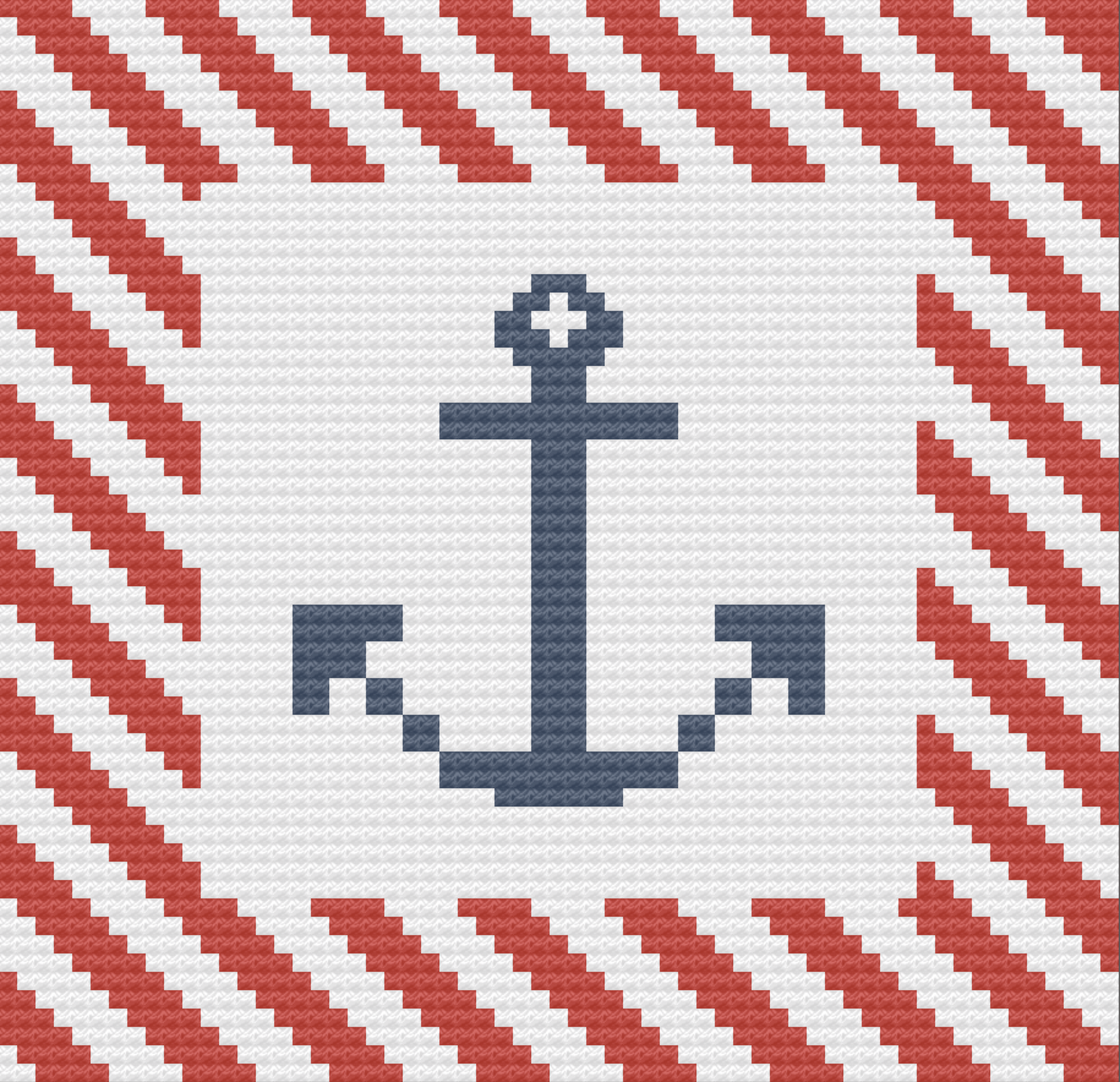 Anchor Stripe Small Afghan, C2C Crochet Pattern