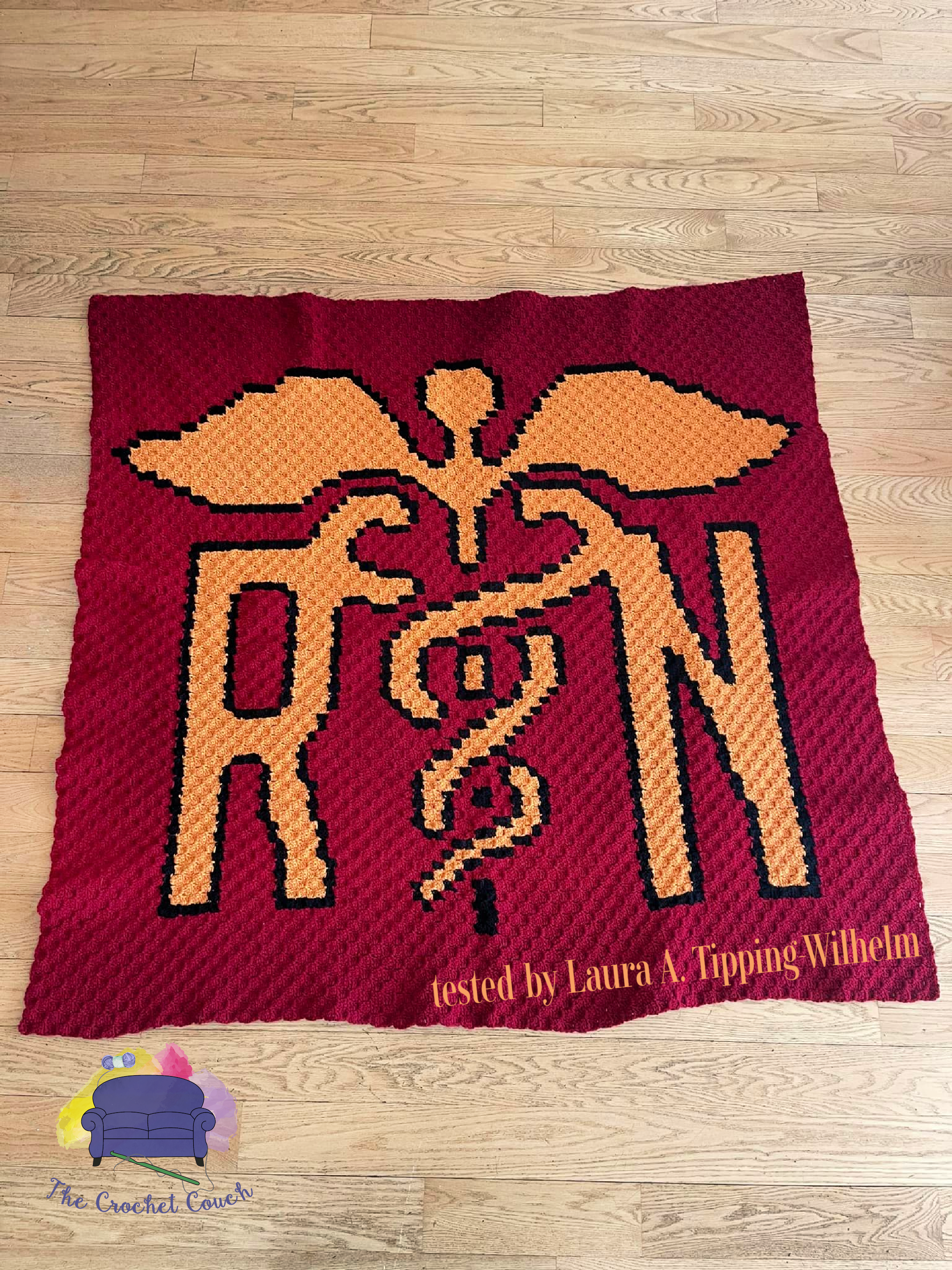 Nurse RN Afghan, C2C Crochet Pattern