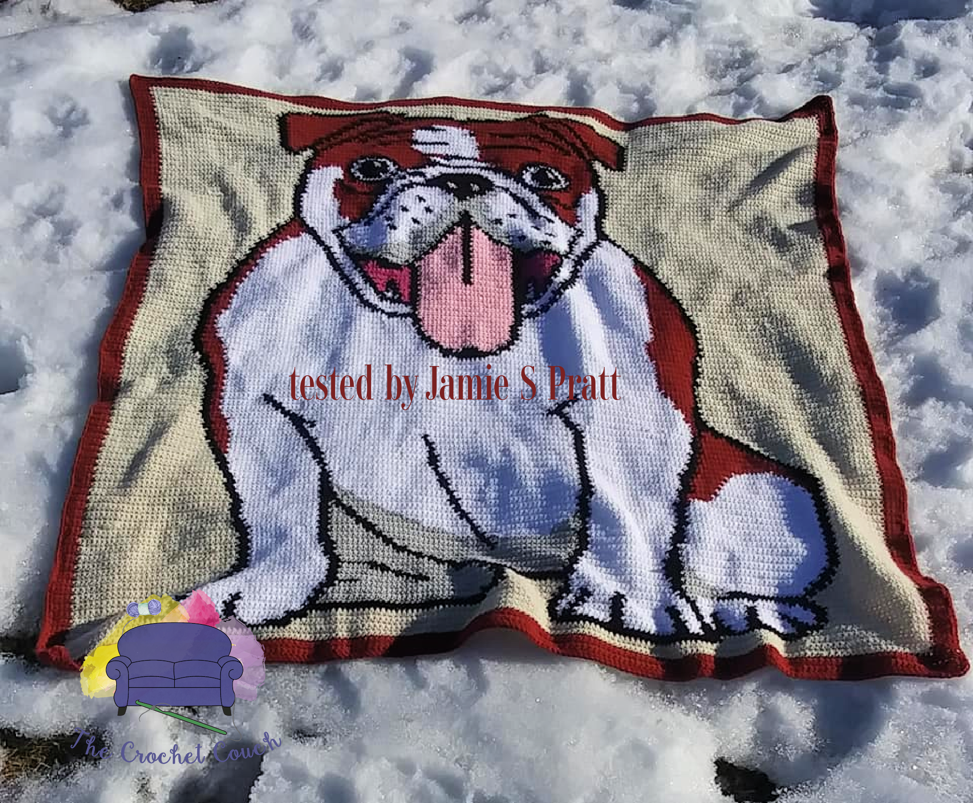 Bulldog Afghan 1, SC or TSS Crochet Pattern
