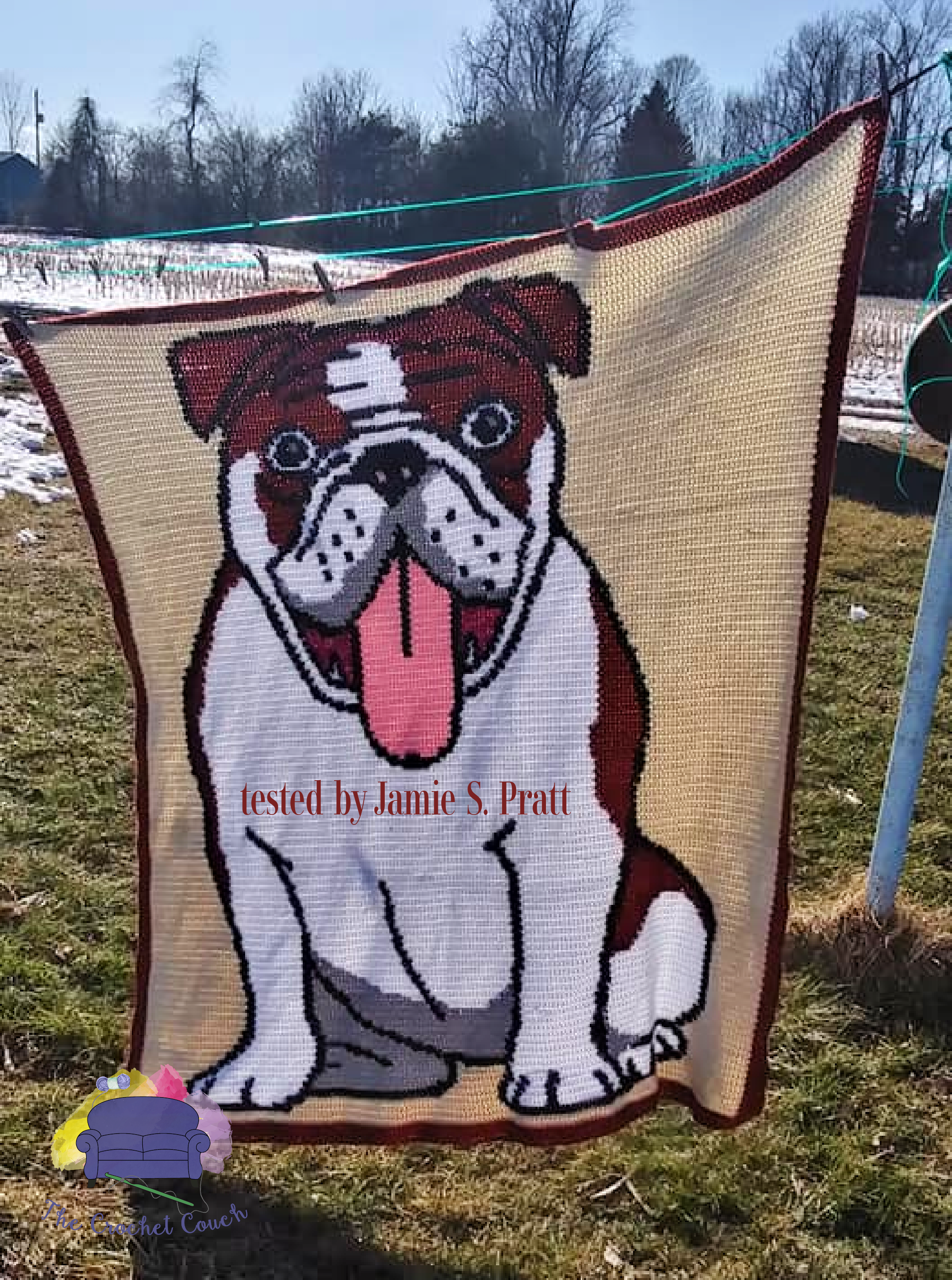 Bulldog Afghan 1, SC or TSS Crochet Pattern
