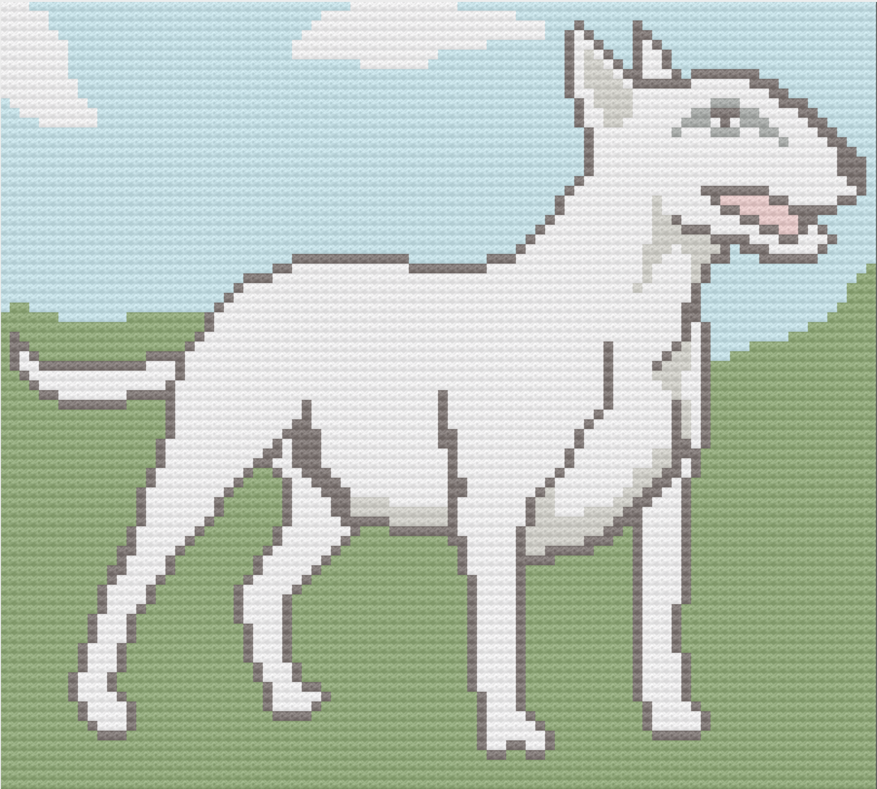 Bull Terrier Afghan, C2C Crochet Pattern