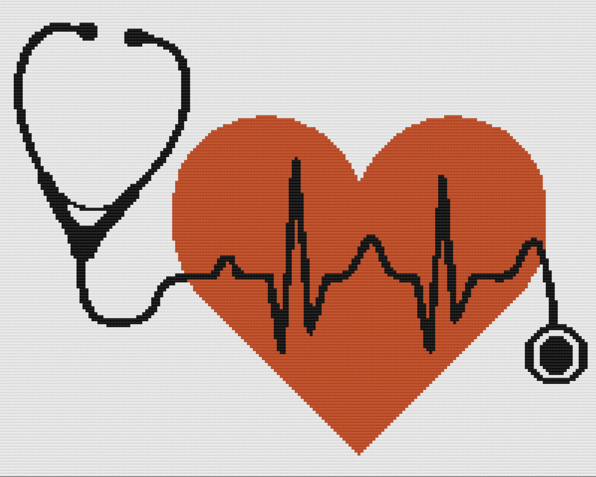 Heartbeat Stethoscope Afghan, SC or TSS Crochet Pattern