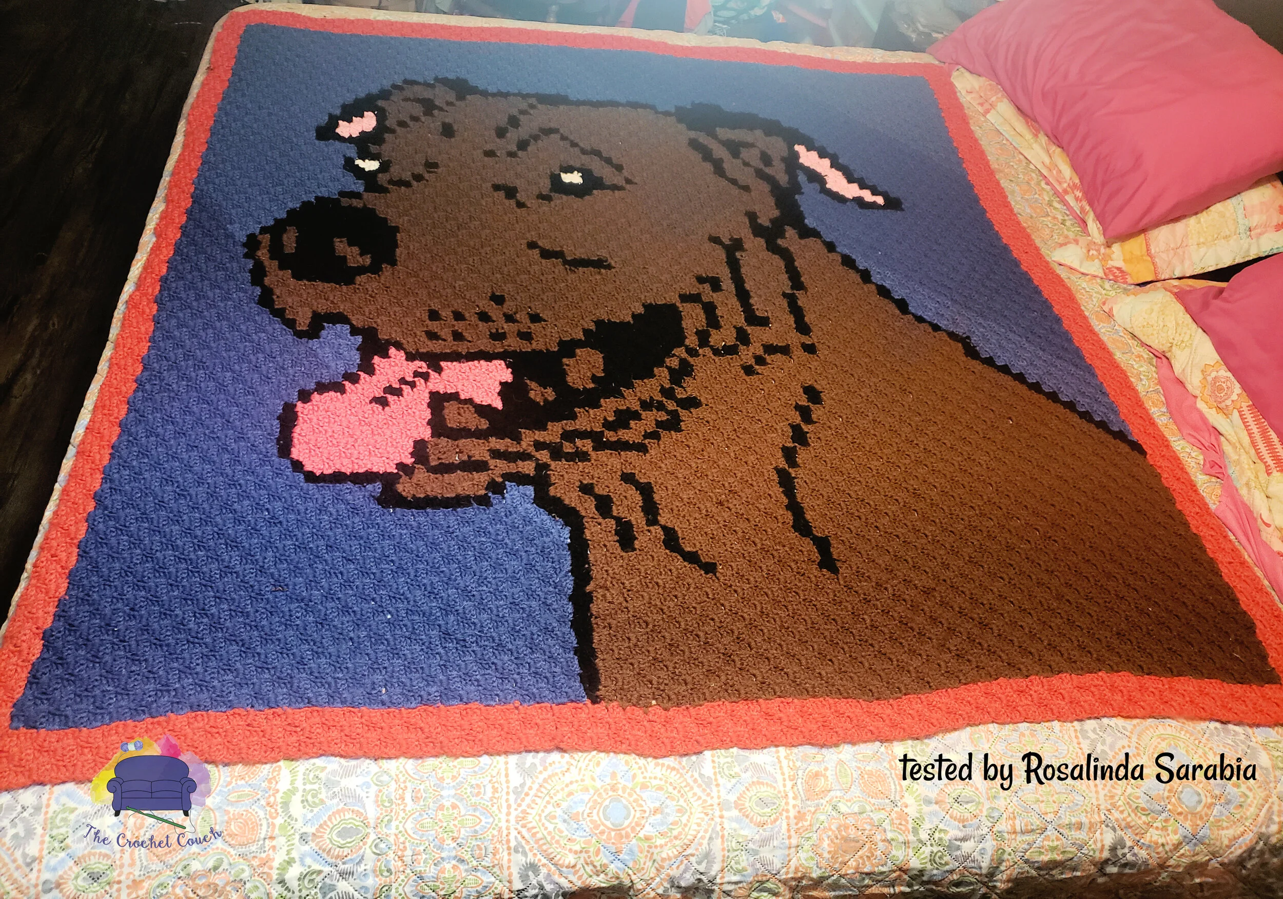 Pitbull Afghan, Uncropped Ears, C2C Crochet Pattern