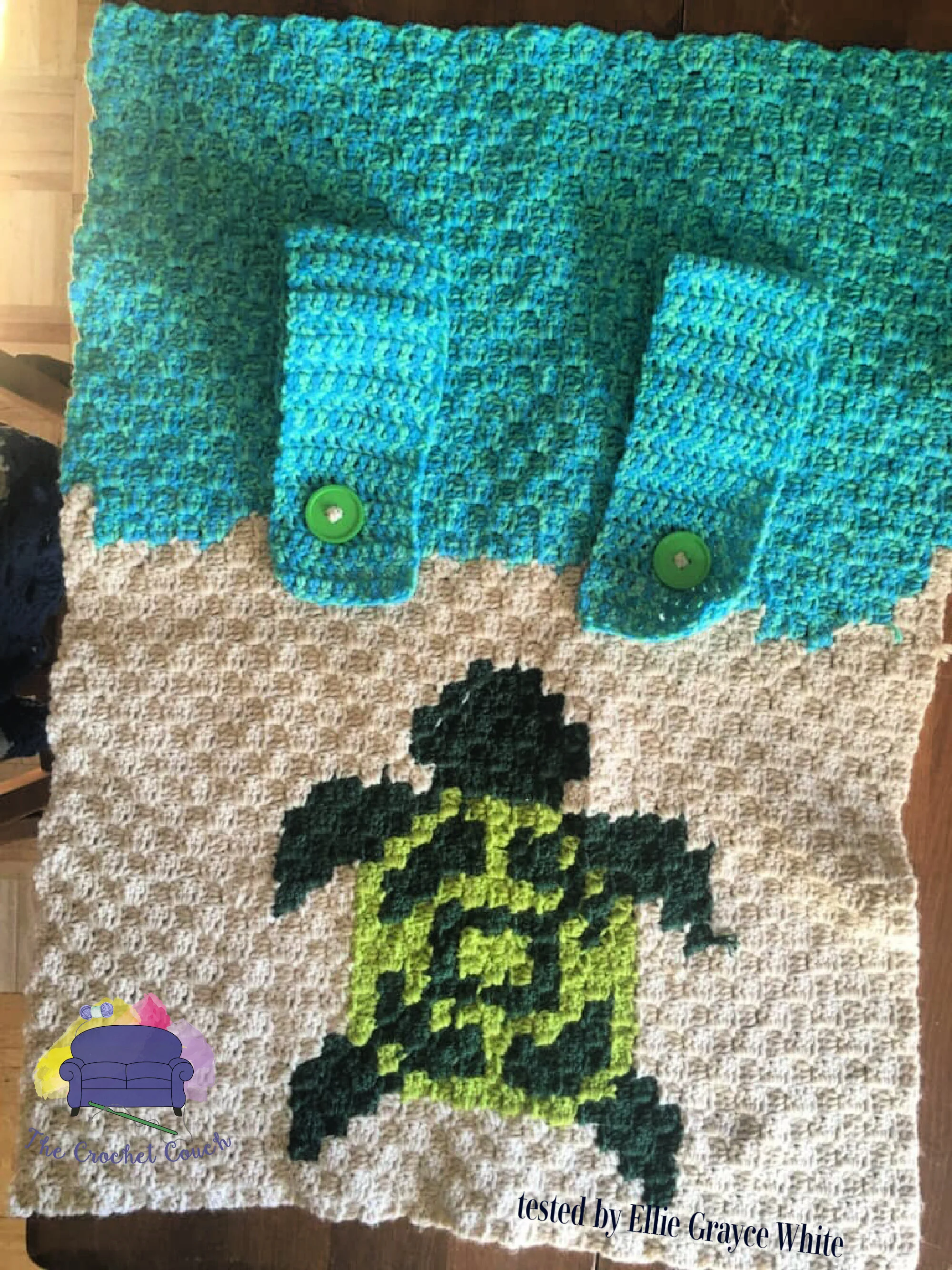 Turtle Baby Car Seat Cover, C2C Crochet Pattern
